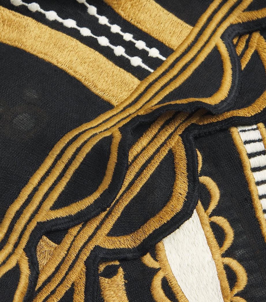 Linen Embroidered Midi Dress NOIR Image 5