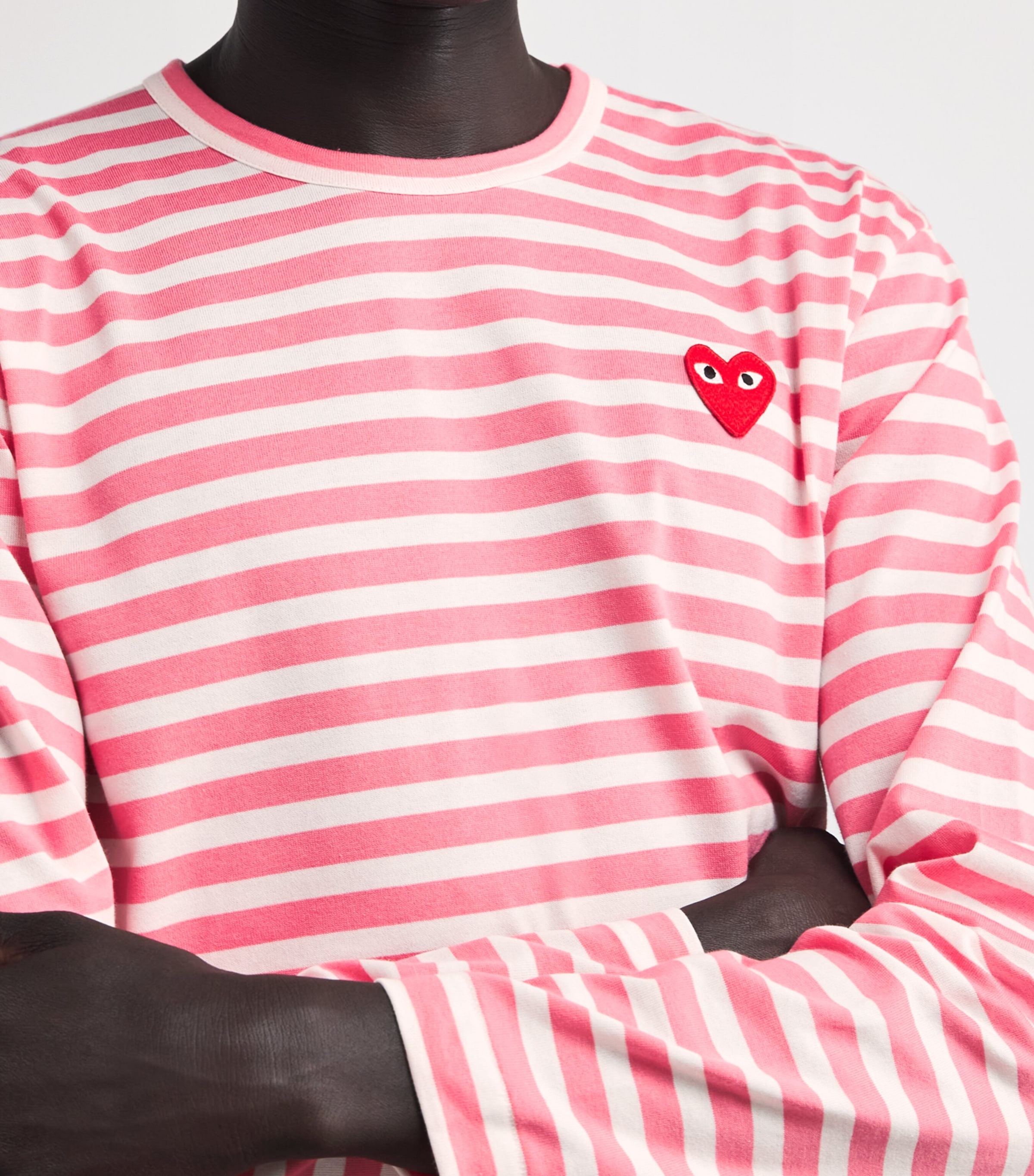 Comme Des Garçons Play Red Heart Logo Striped T-Shirt | Harrods US