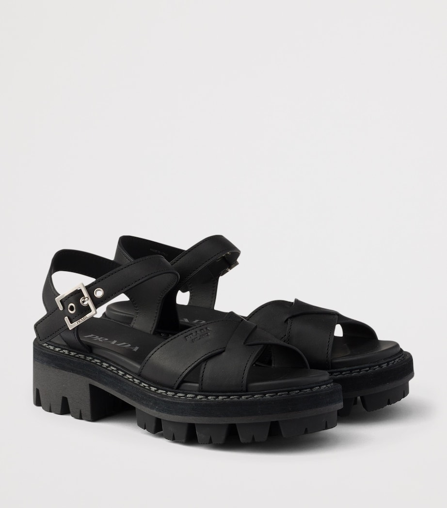 Prada Lambskin Platform Sandals 55 Black Image 2