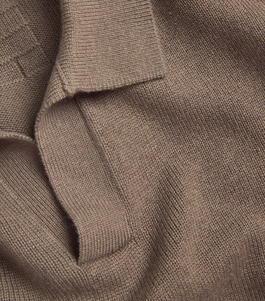FRAME Mens Wool-Silk Polo Sweater Soft Mocha Image 5