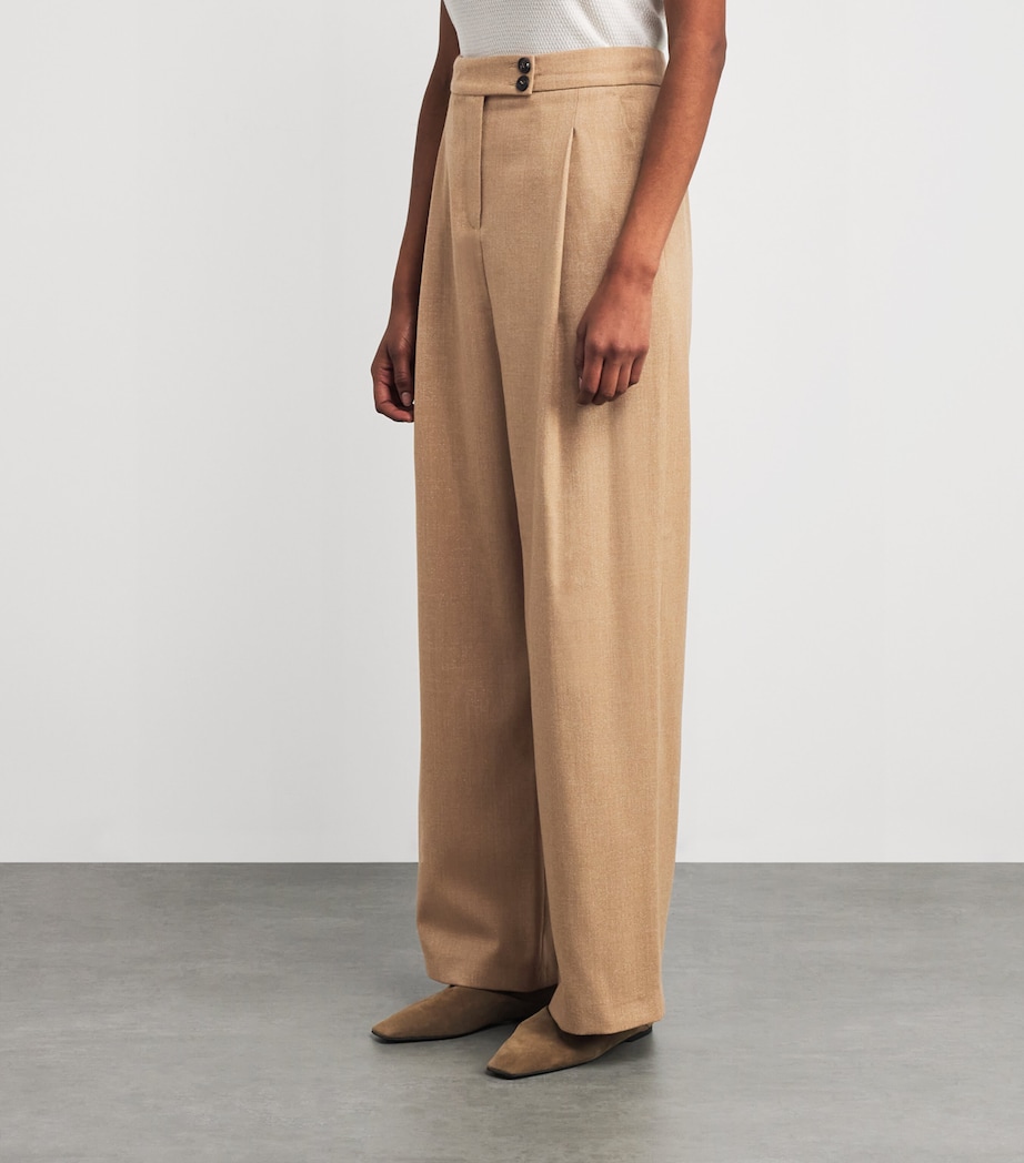Wool-Blend Metallic Pleated Trousers  SABBIA Image 3