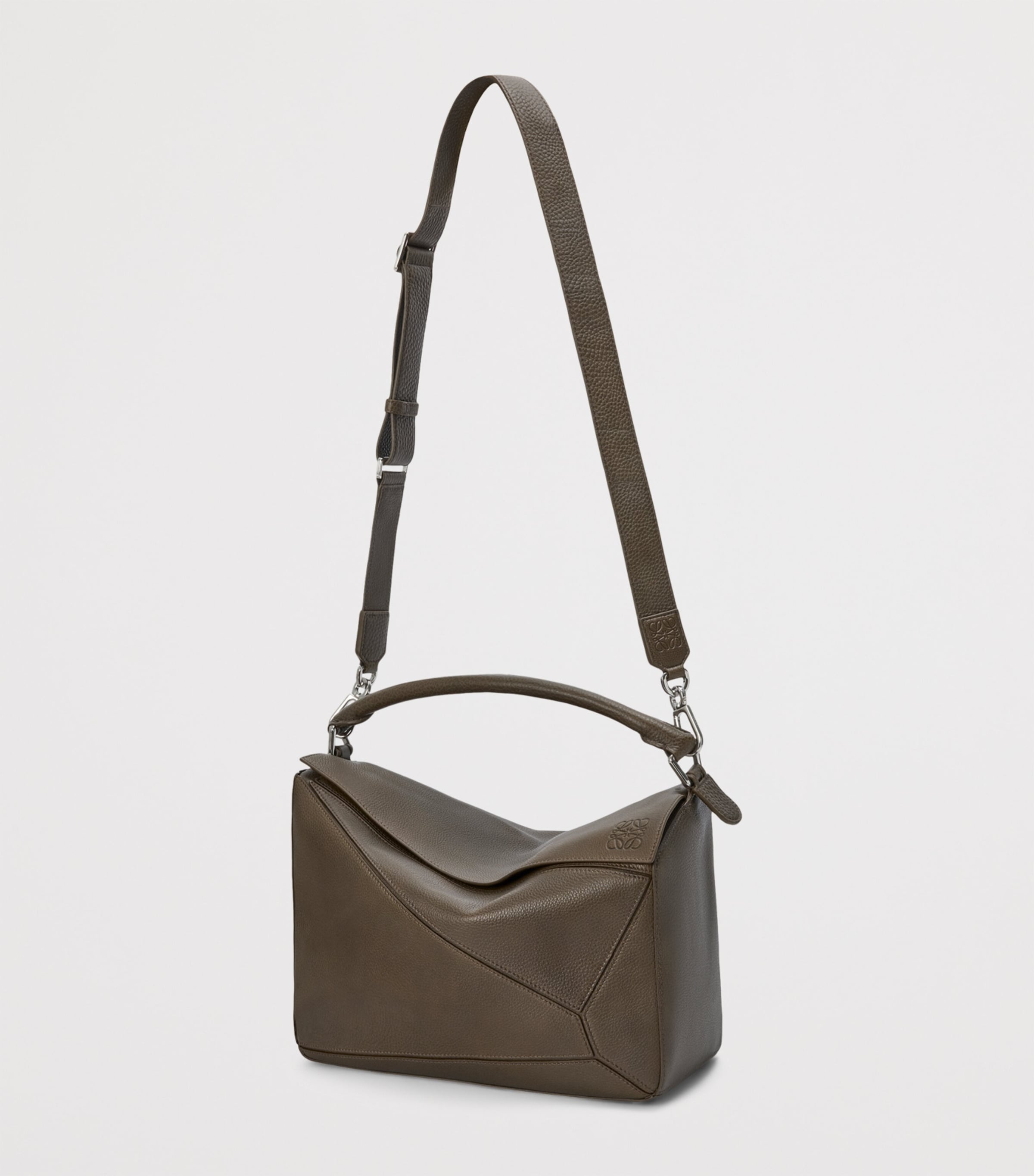 Large Leather Puzzle Edge Top-Handle Bag TUNDRA Image 5
