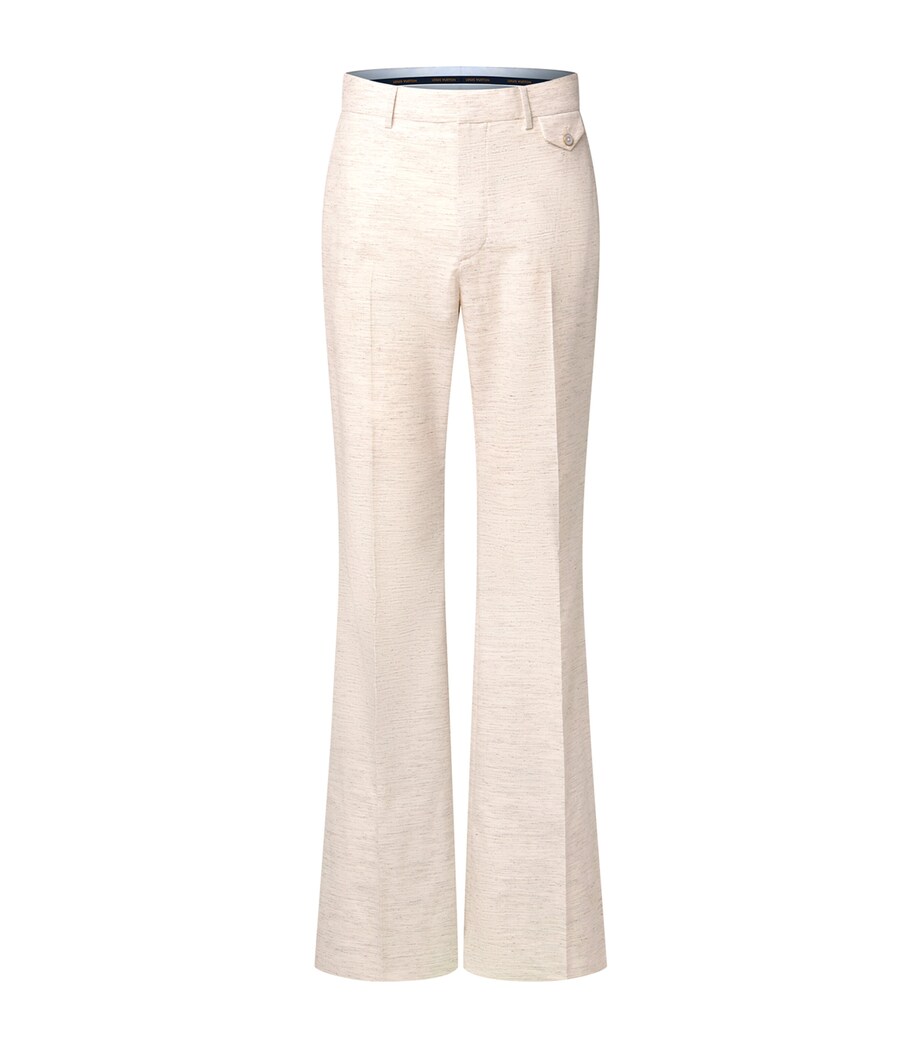 LOUIS VUITTON Mens Wool Bootleg Flared Trousers Beige Melange Image 1