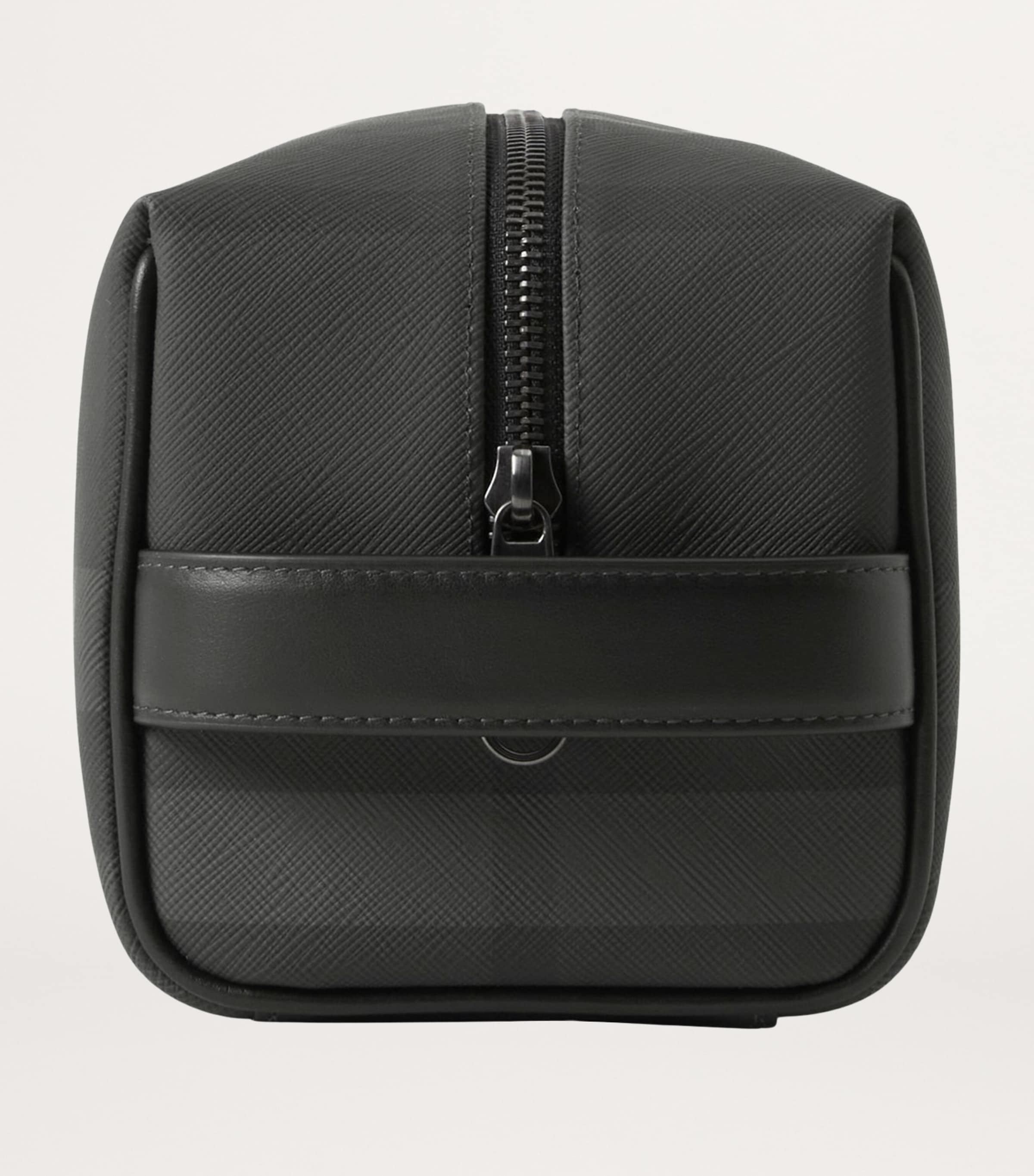 Burberry Leather-Trim Check Wash Bag Charcoal Image 2