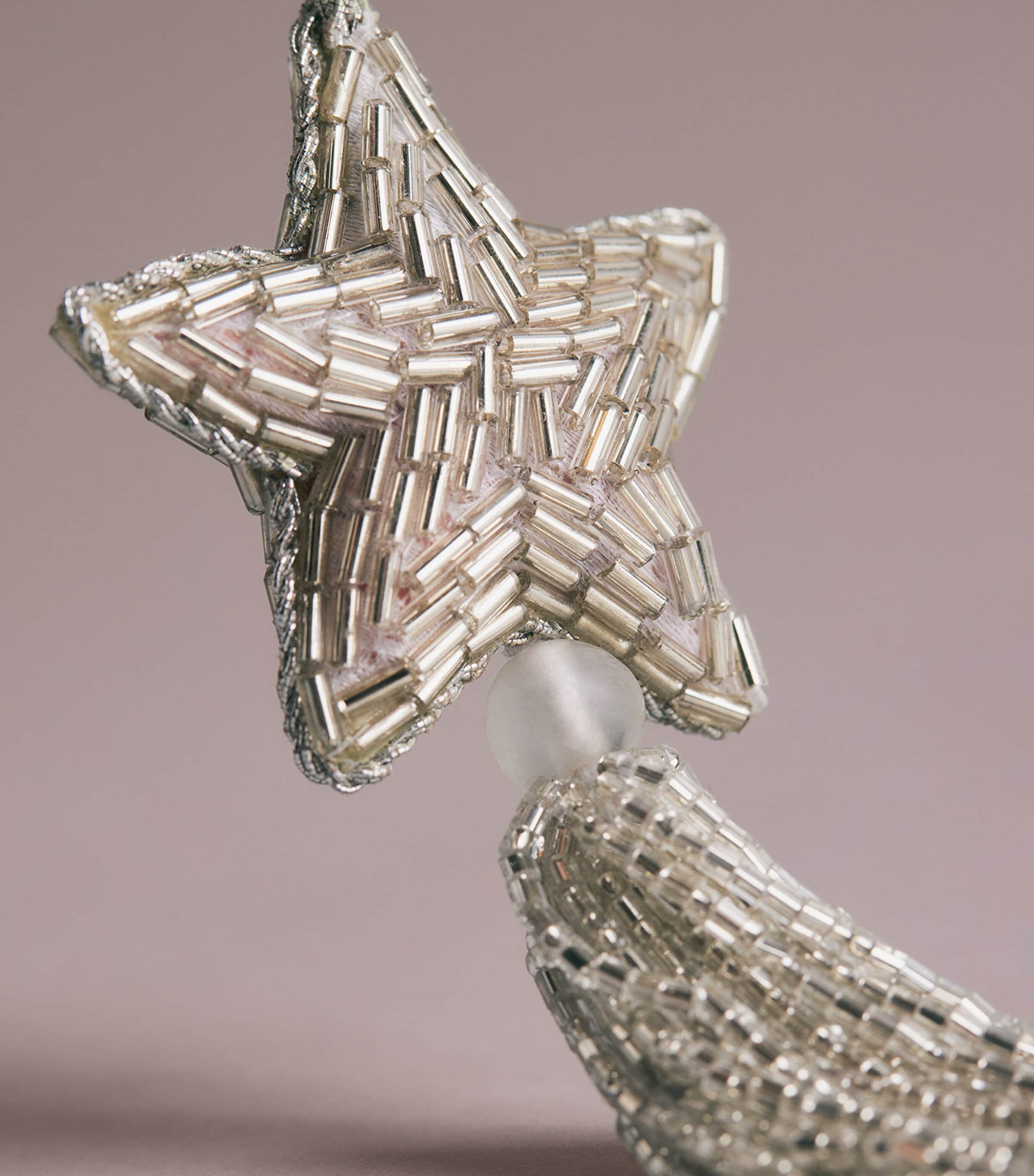 Harrods Beaded Tassel Star Tree Decoration Silver Image 2