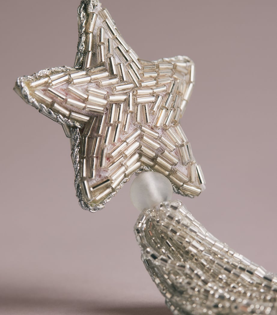 Harrods Beaded Tassel Star Tree Decoration Silver Image 2