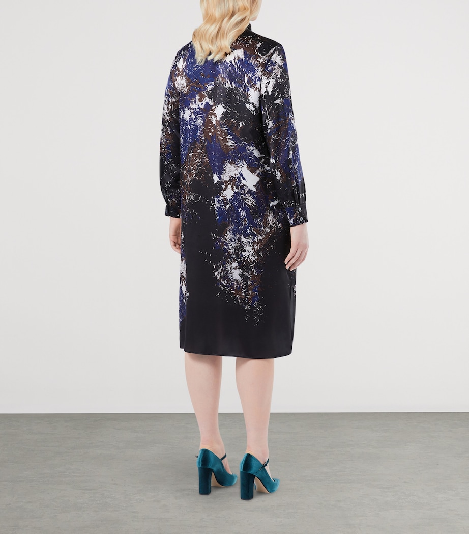 Silk Danila Shirt Midi Dress BLUE/BLACK Image 3