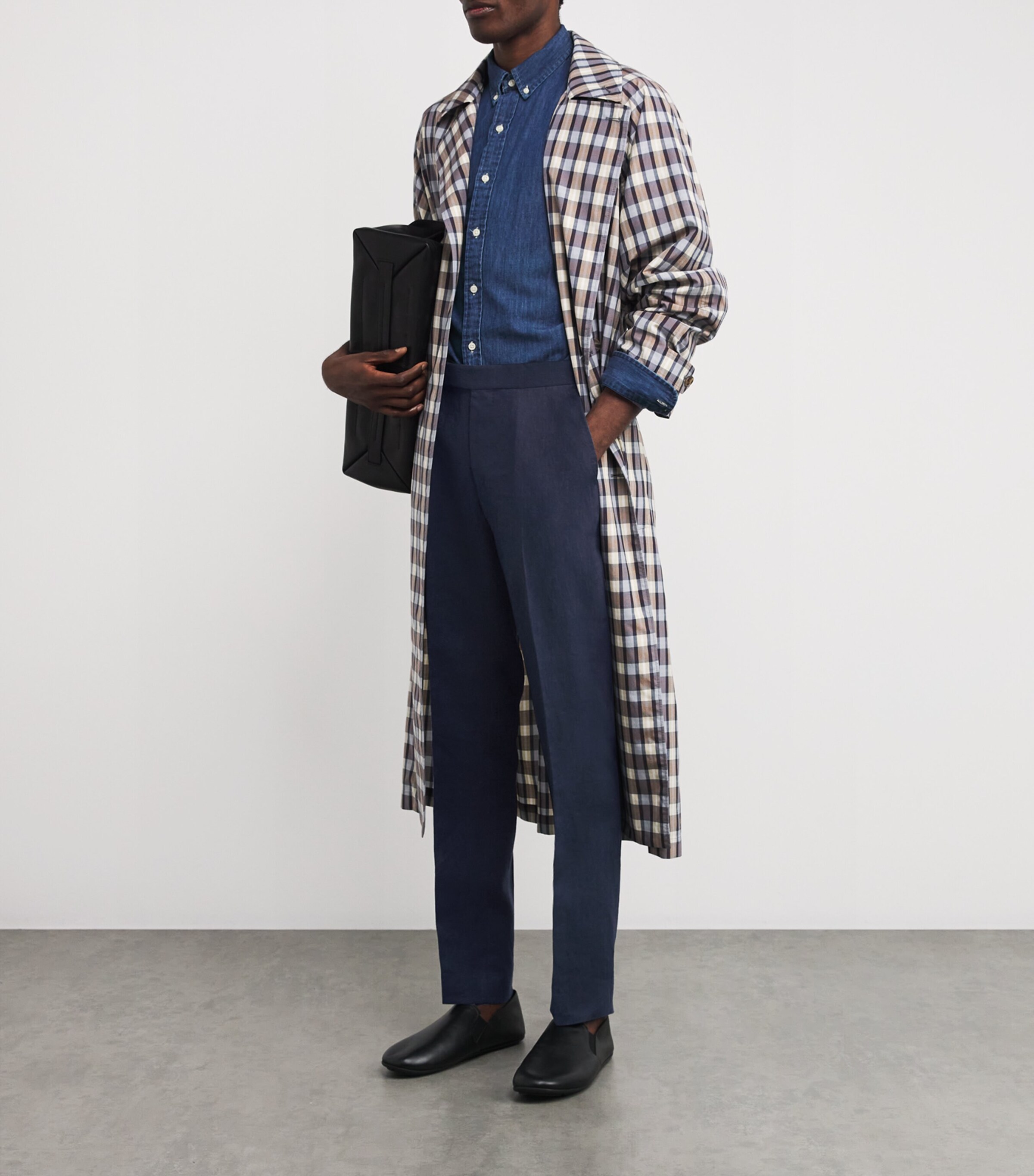 Linen Straight Trousers NAVY Image 2