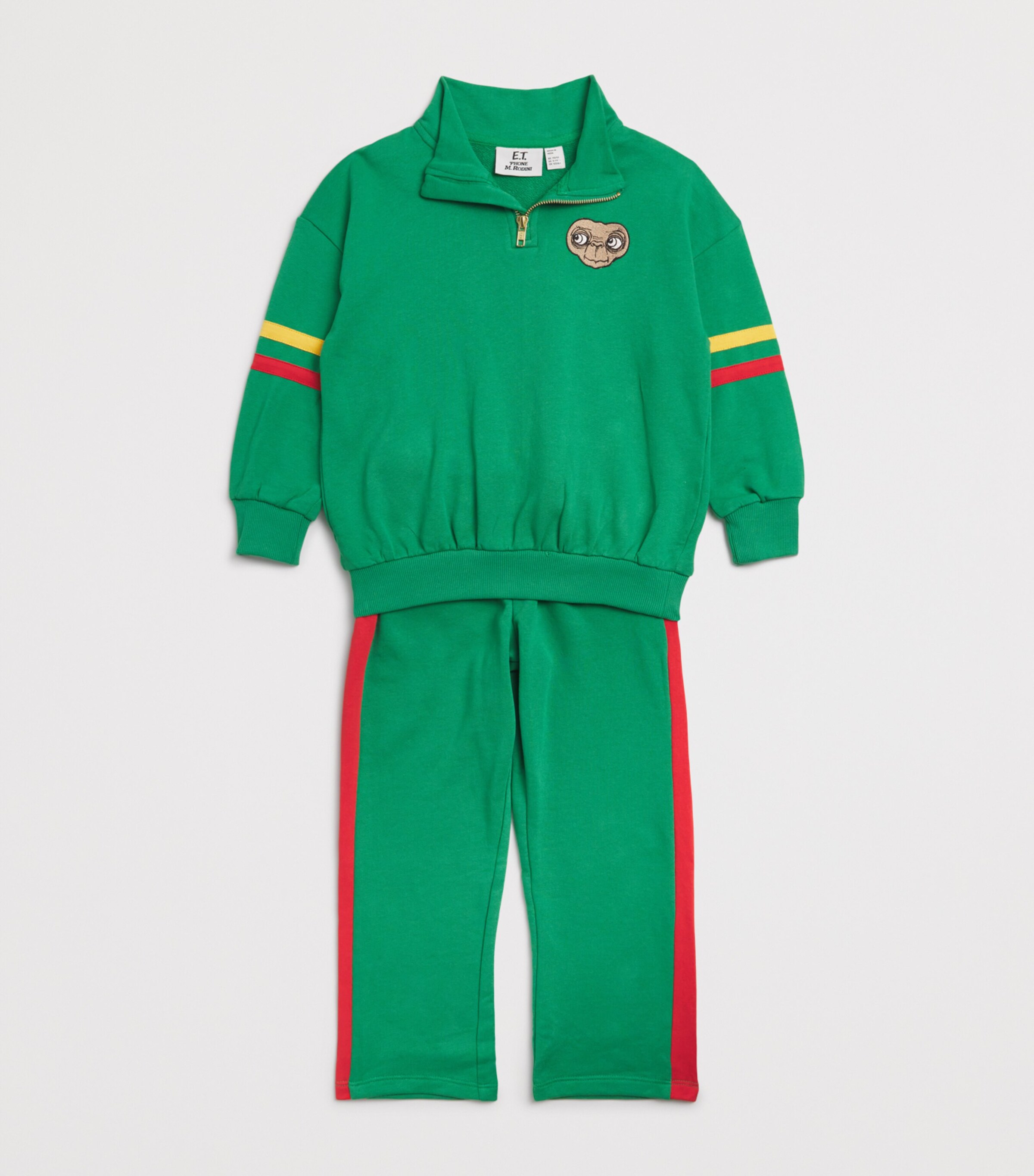 Mini Rodini x E.T. Organic Cotton Half-Zip Sweatshirt (3-11 Years) Green Image 3