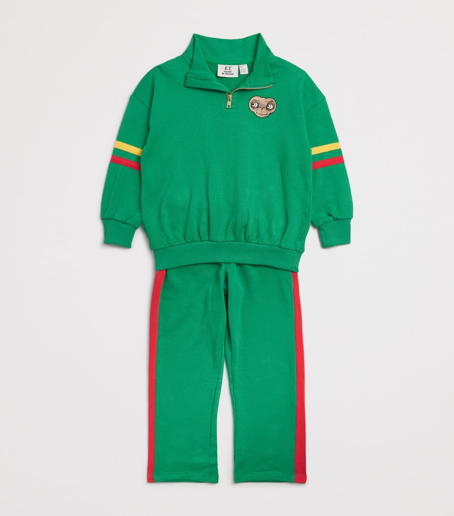 Mini Rodini x E.T. Organic Cotton Half-Zip Sweatshirt (3-11 Years) Green Image 3