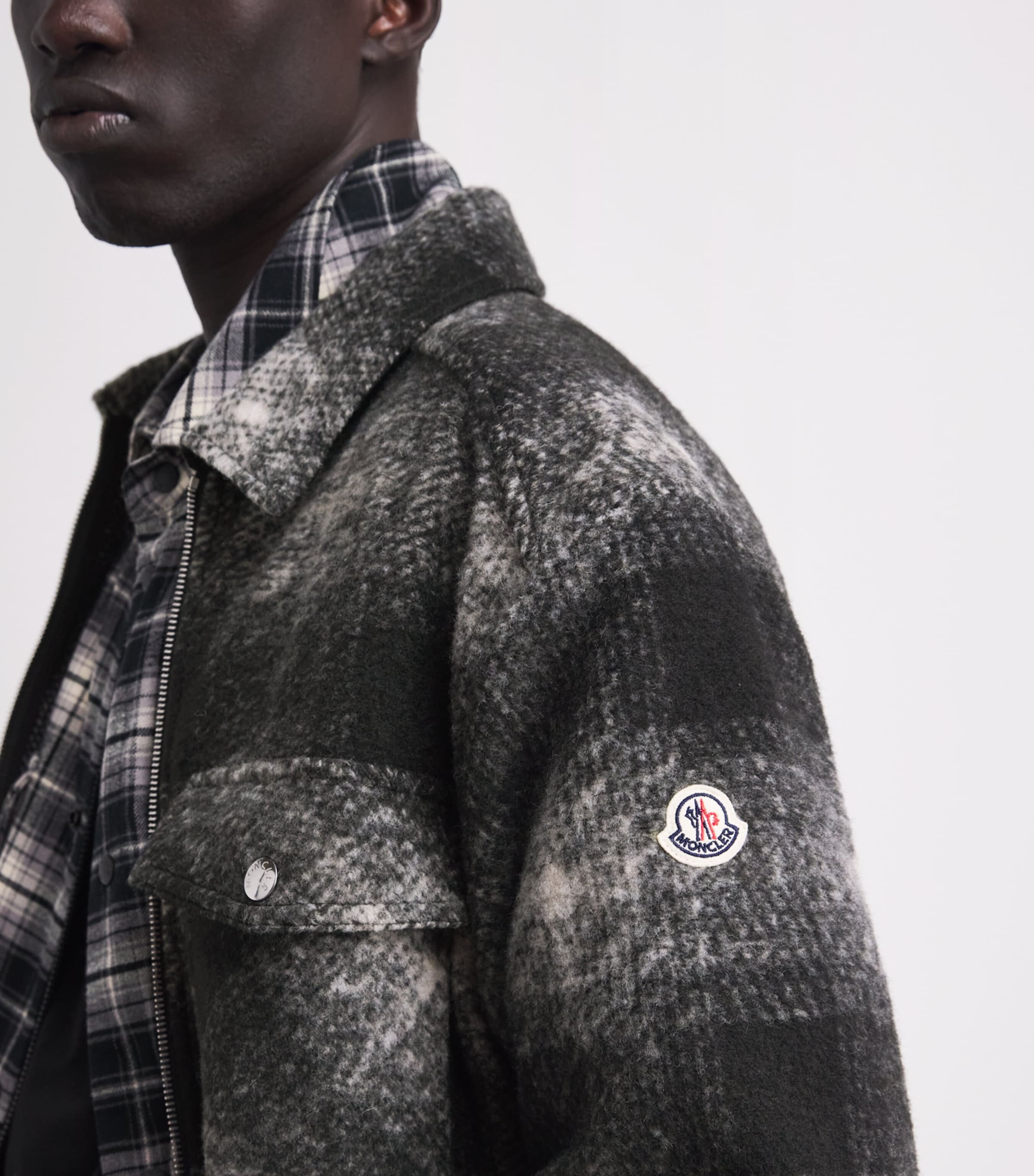 Moncler Mens Check Zip-Up Overshirt Image 3