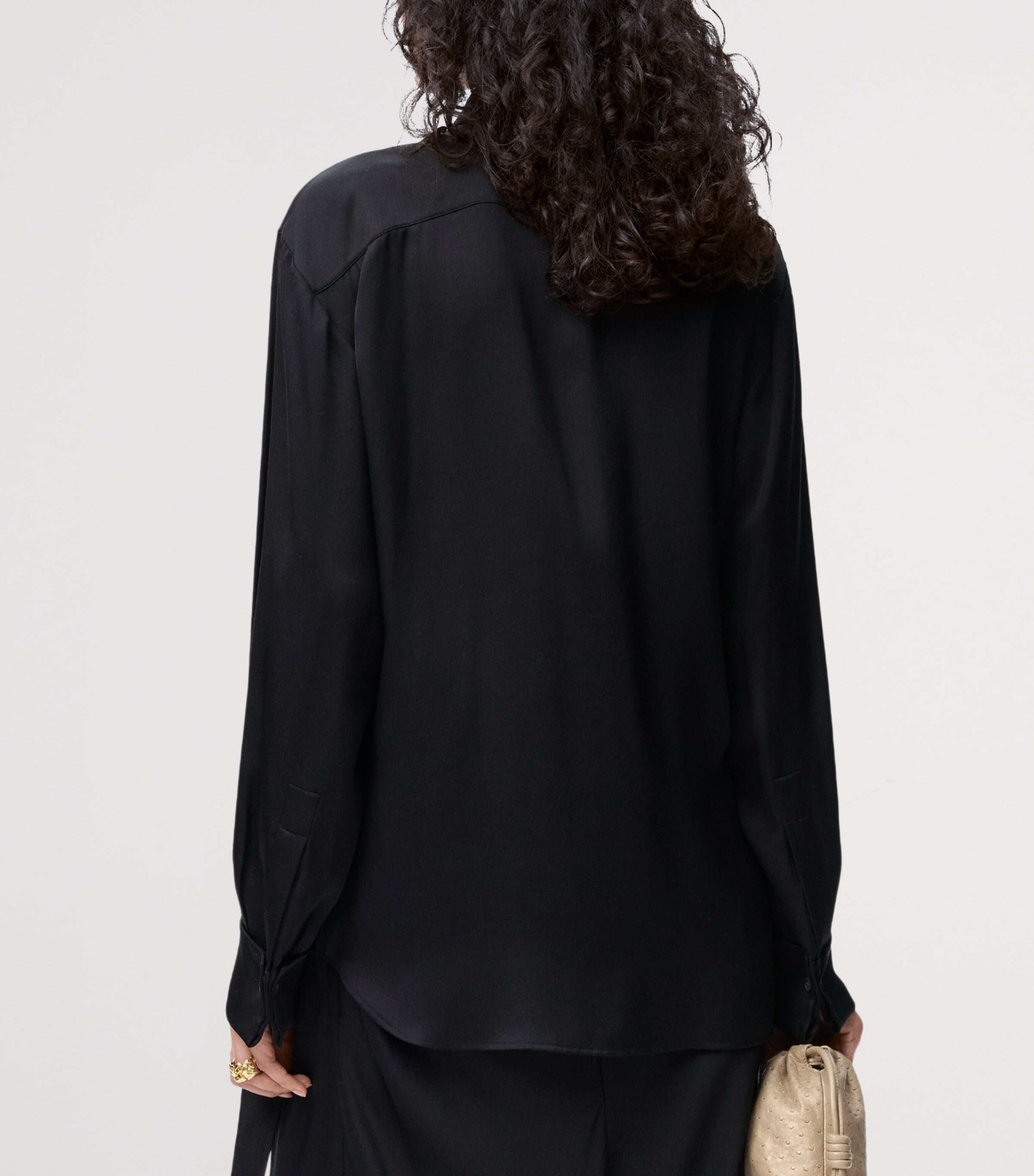 Silk Draped Shirt BLACK Image 4