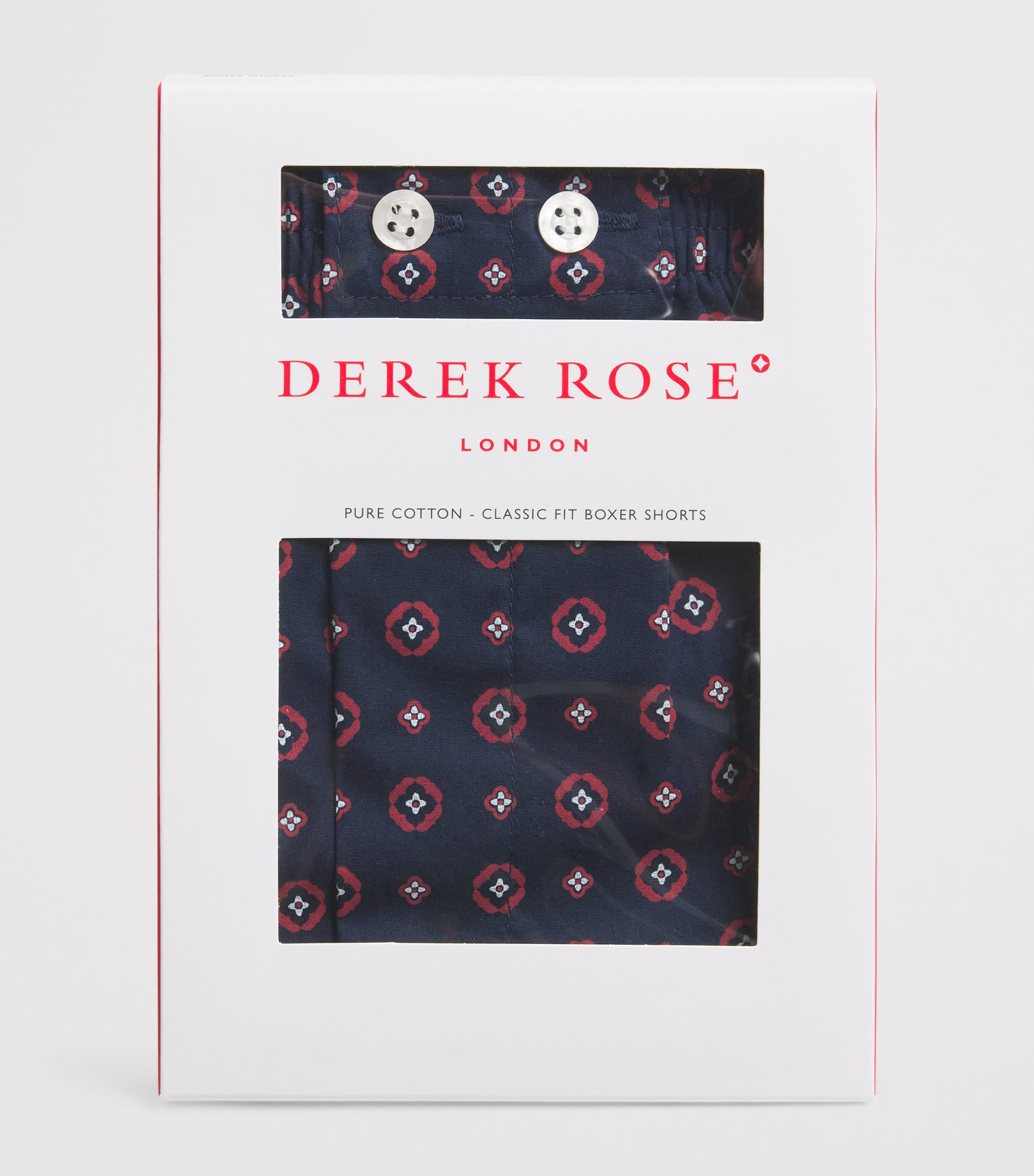 Silk Geo Print Traditional Boxer Shorts 127NAV Image 4