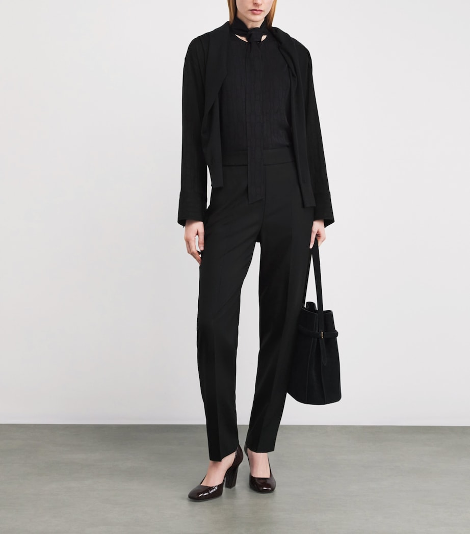 Agnona Womens Wide-Leg Tailored Trousers Black Image 2
