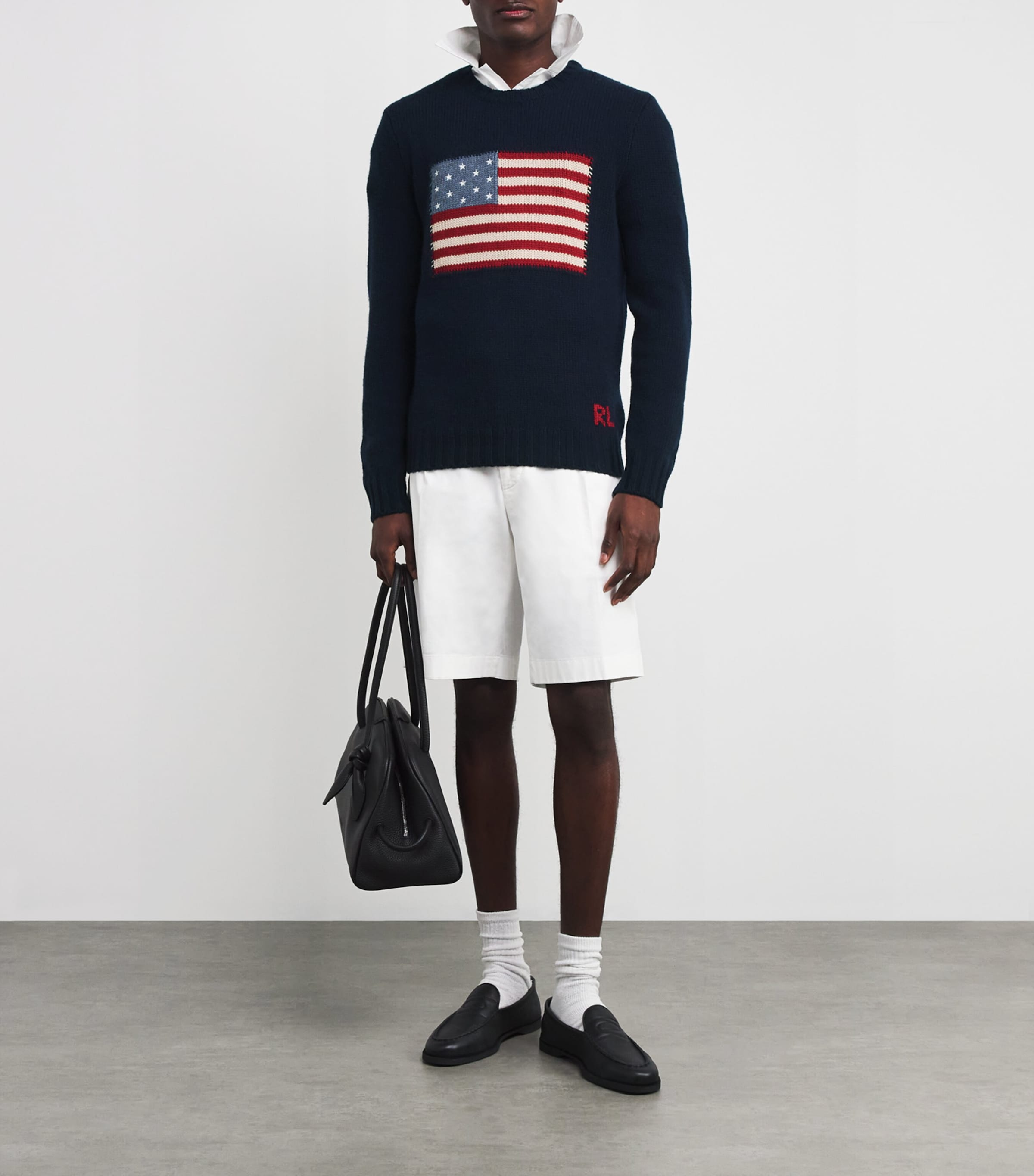 ラッセルノ FLAG LOGO KNIT SWEATER サイズ5 YLW 新品 Ralph Lauren Purple Label Navy Cashmere Flag Sweater | Harrods UK