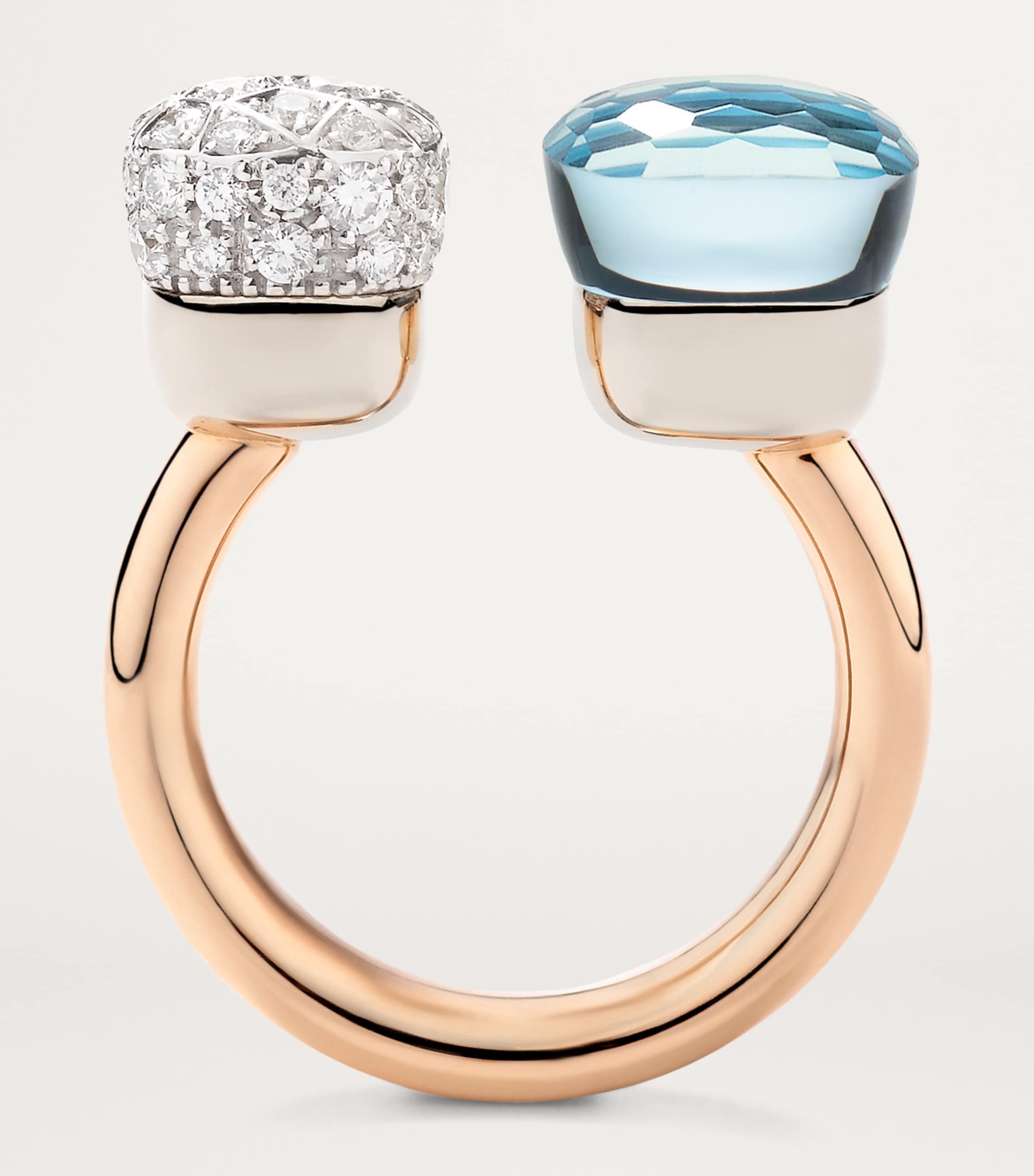 Mixed Gold Diamond and Topaz Nudo Ring DB0YY Image 3