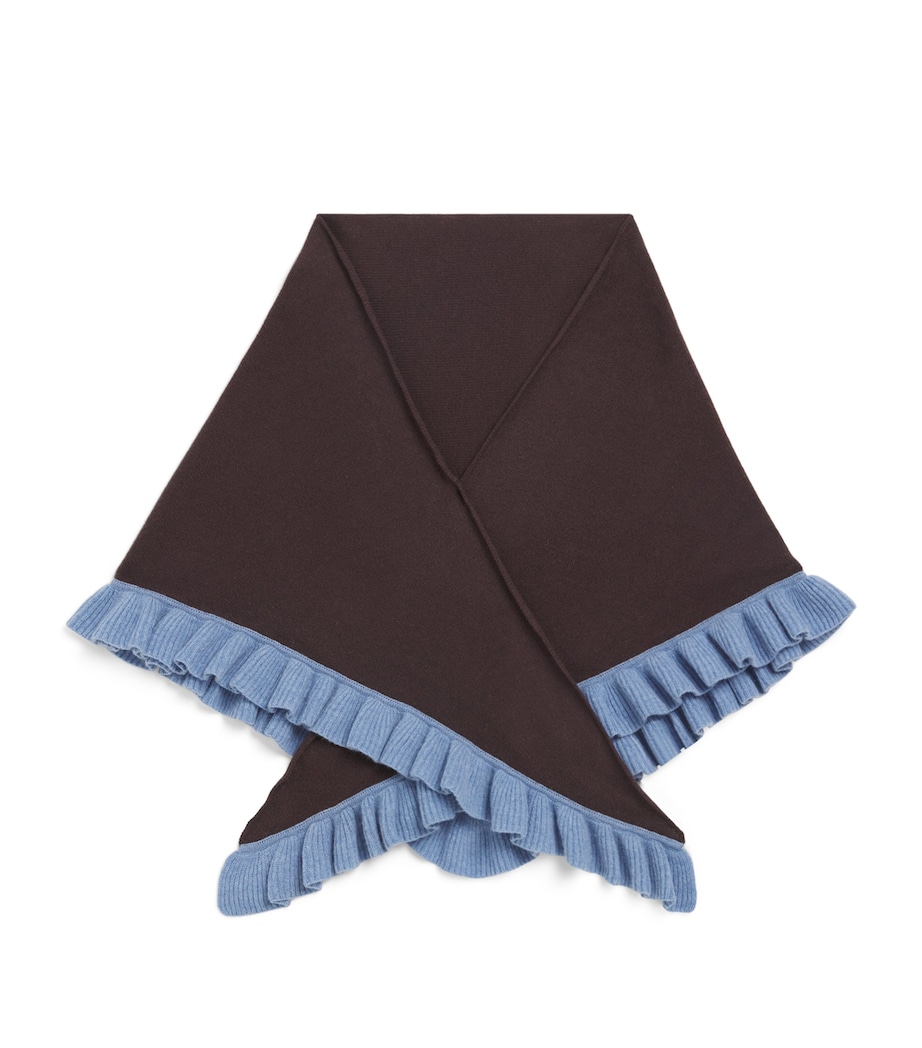 TBCO Merino Wool Triangle Scarf Brown Ruffle Image 1