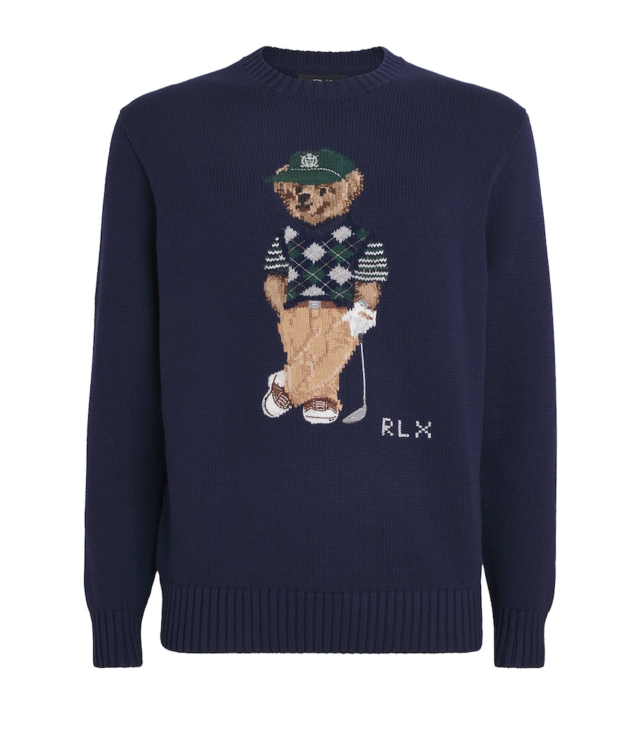 Cotton-Blend Polo Bear Sweater REFINED NAVY Image 1