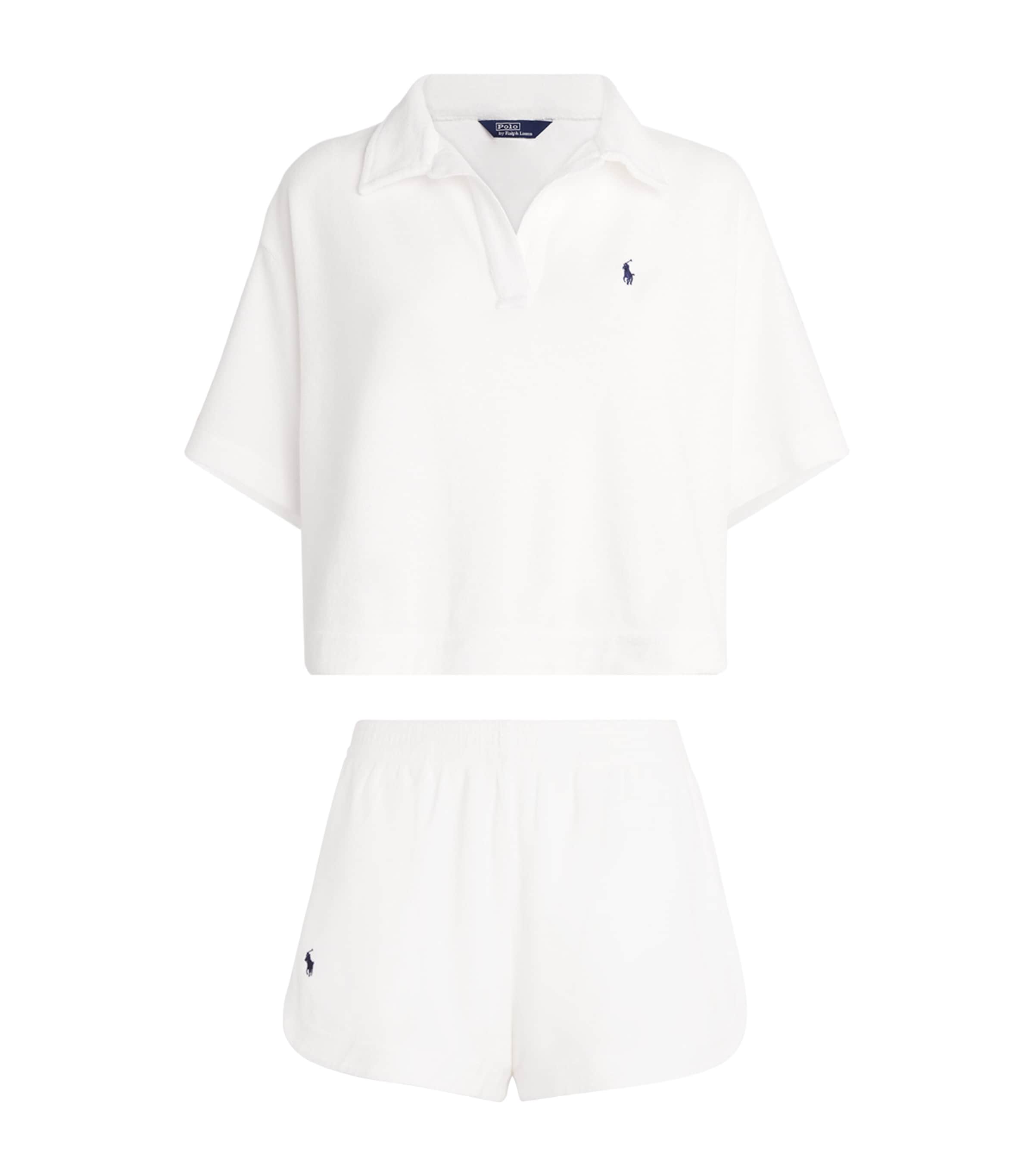 Polo Ralph Lauren Womens Organic Cotton Terry Polo Shirt and Shorts Set White Image 1