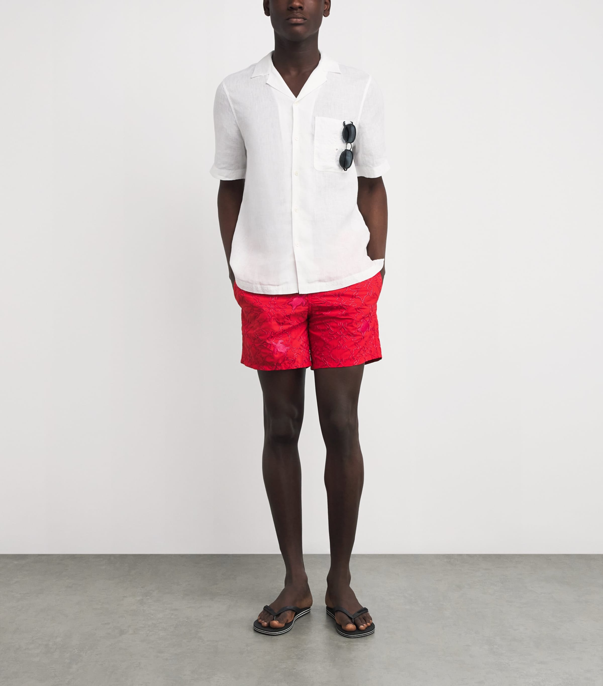 Embroidered Turtle Mistral Swim Shorts 201 COQUELICOT Image 2