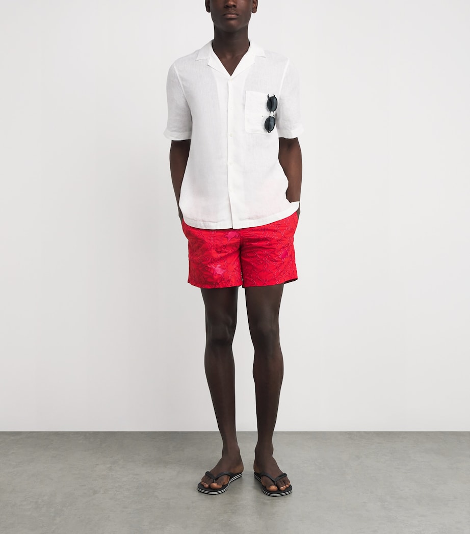 Embroidered Turtle Mistral Swim Shorts 201 COQUELICOT Image 2