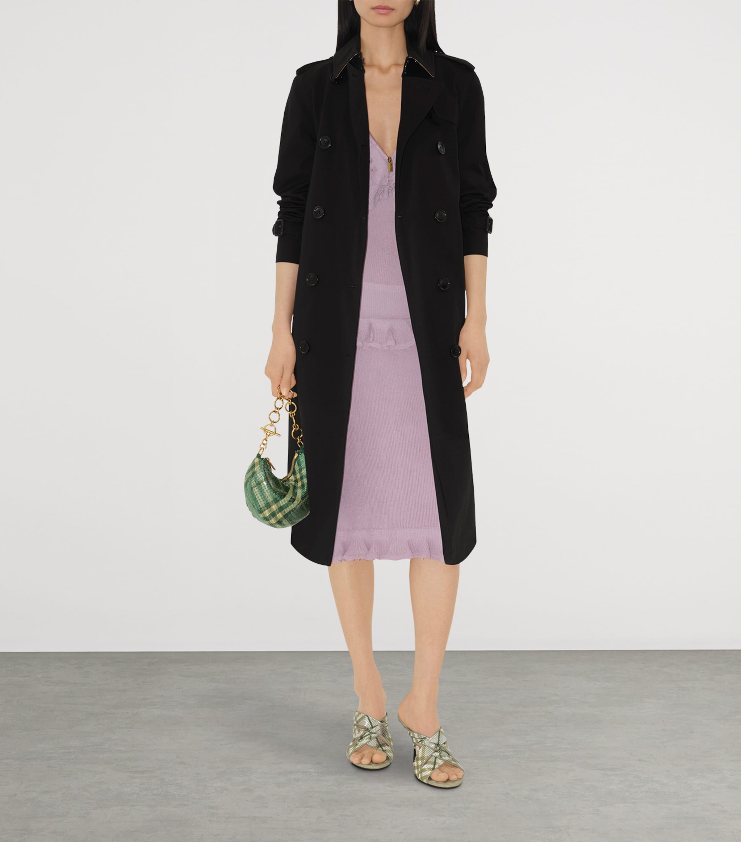 Gabardine Long Kensington Heritage Trench Coat BLACK Image 2