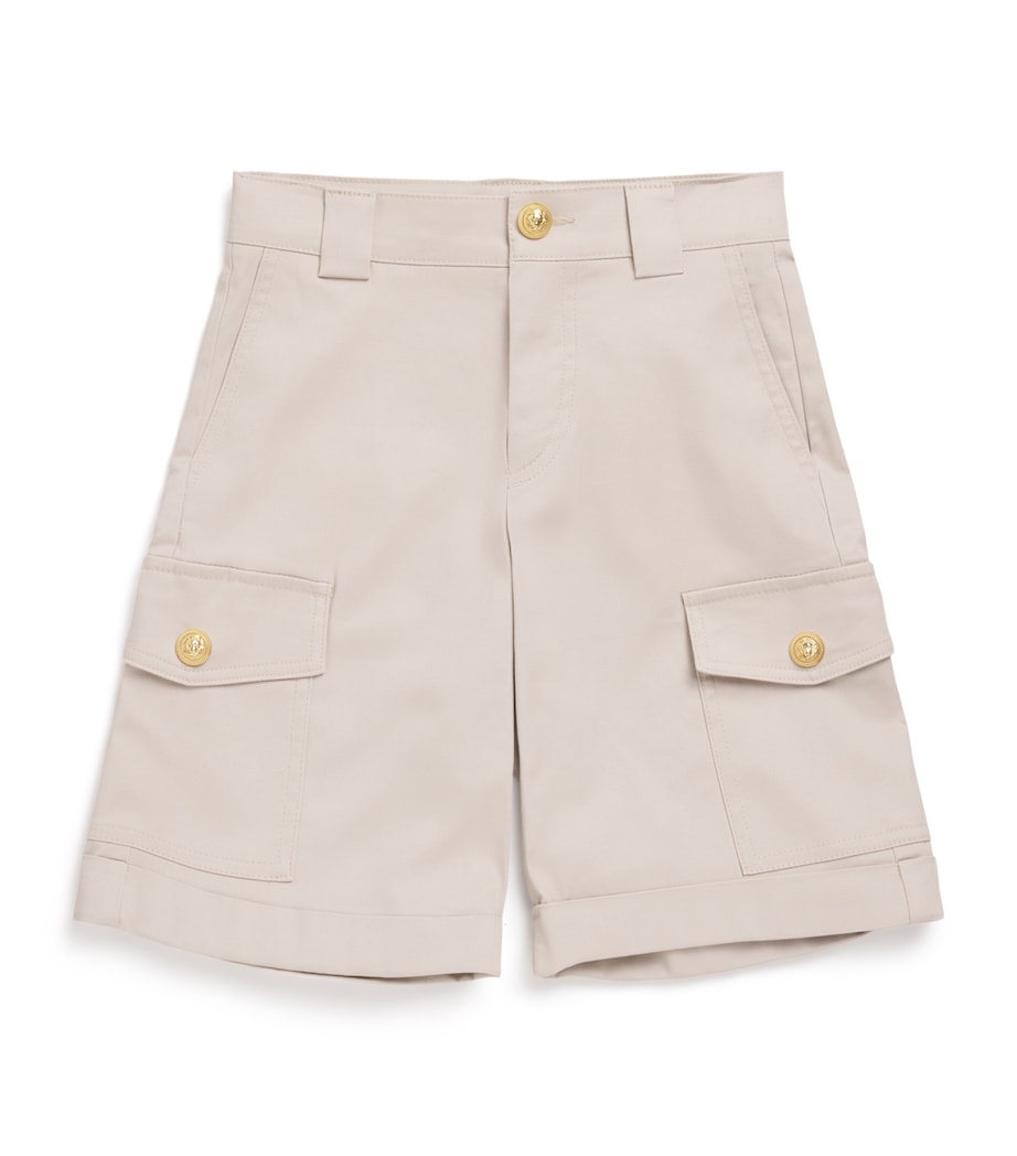 Balmain Kids Cotton-Blend Chino Shorts (4-14 Years) Beige Image 1