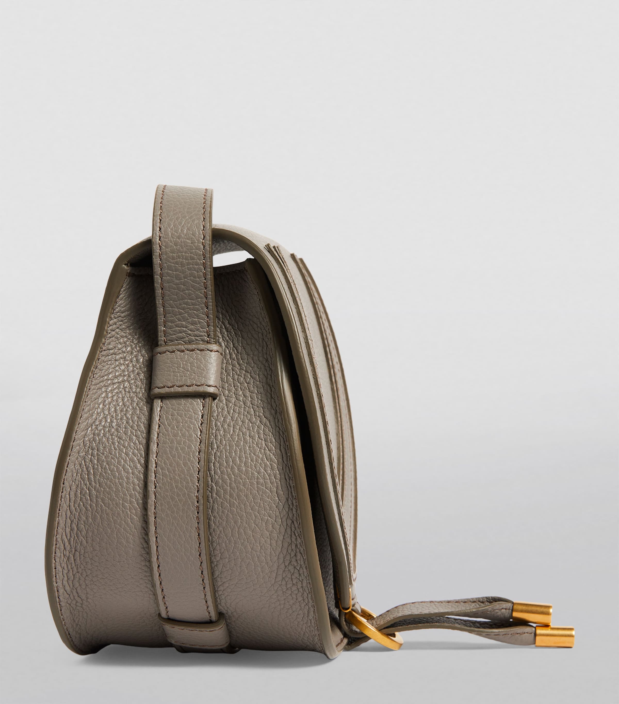 Small Leather Marcie Saddle Bag CASHMERE GREY Image 3