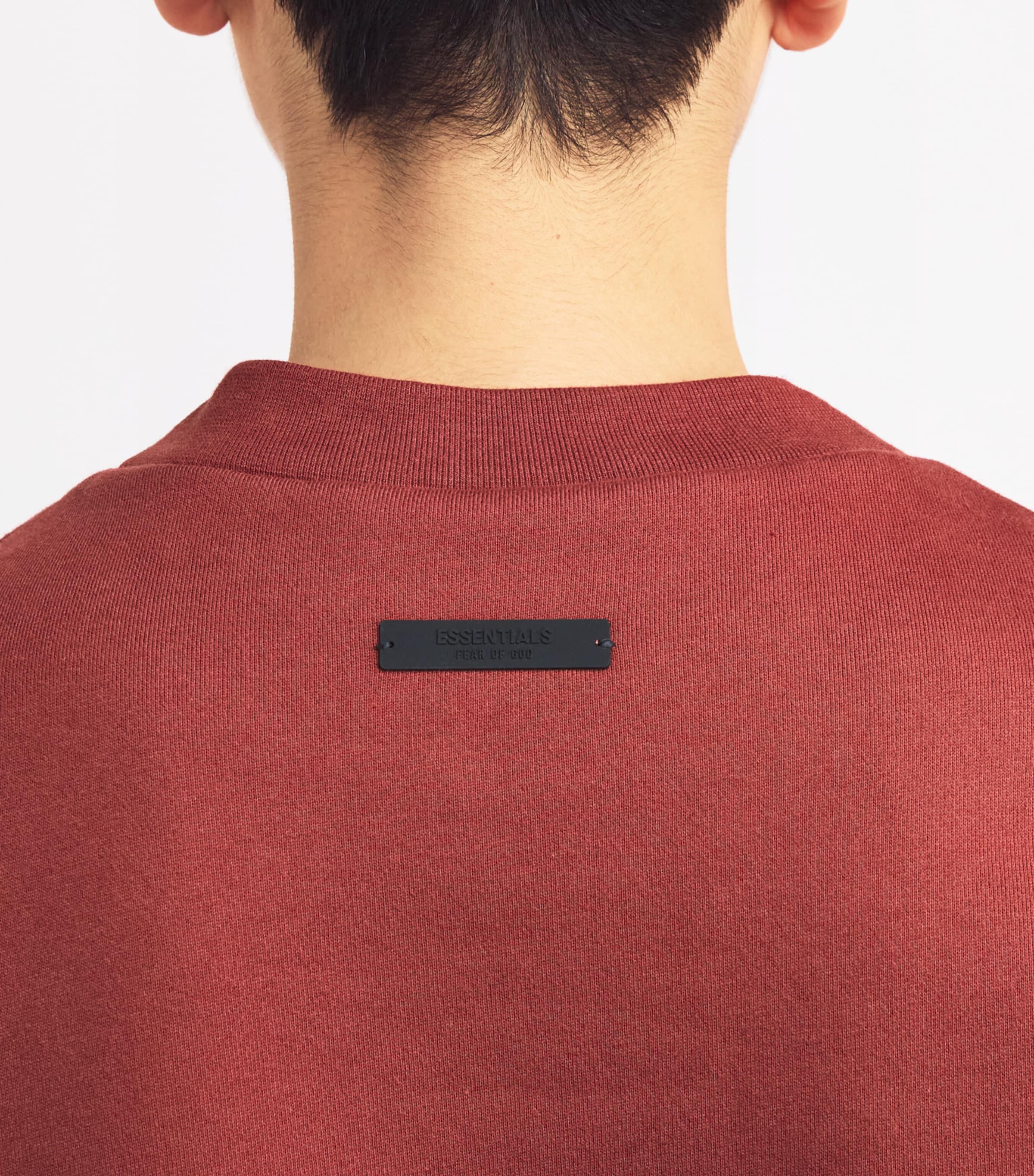 FEAR OF GOD ESSENTIALS Mens Cotton-Blend University Crest Logo Sweatshirt Crimson Image 6
