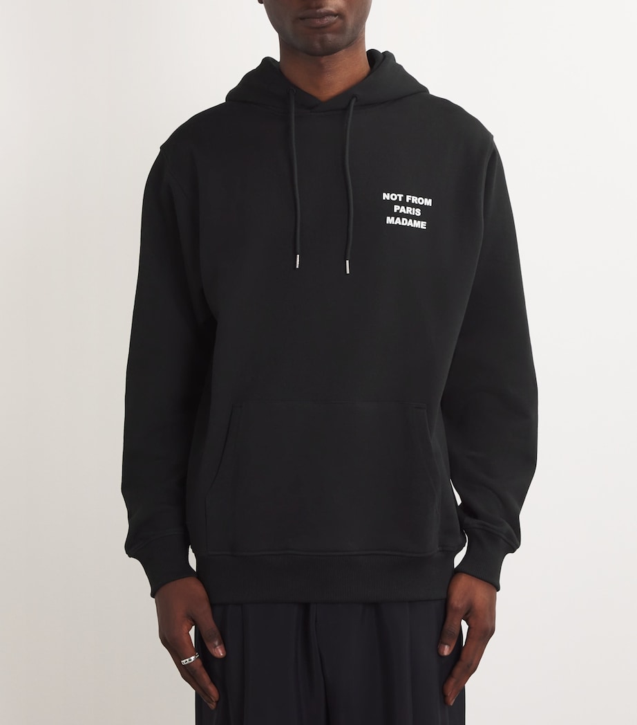 Cotton Slogan Hoodie BLACK Image 3