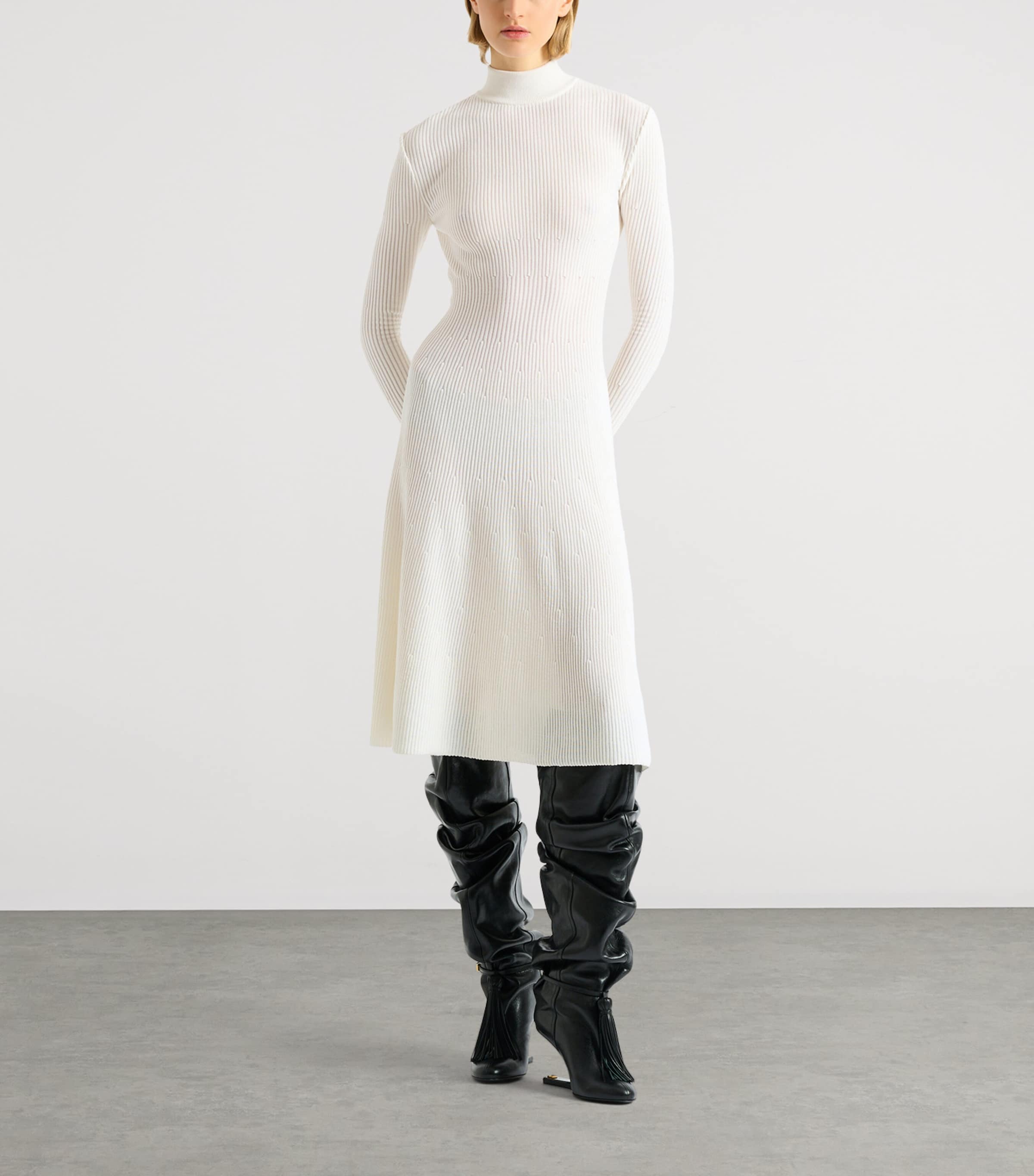 Balmain Womens Rib-Knit Maxi Dress Écru Image 3