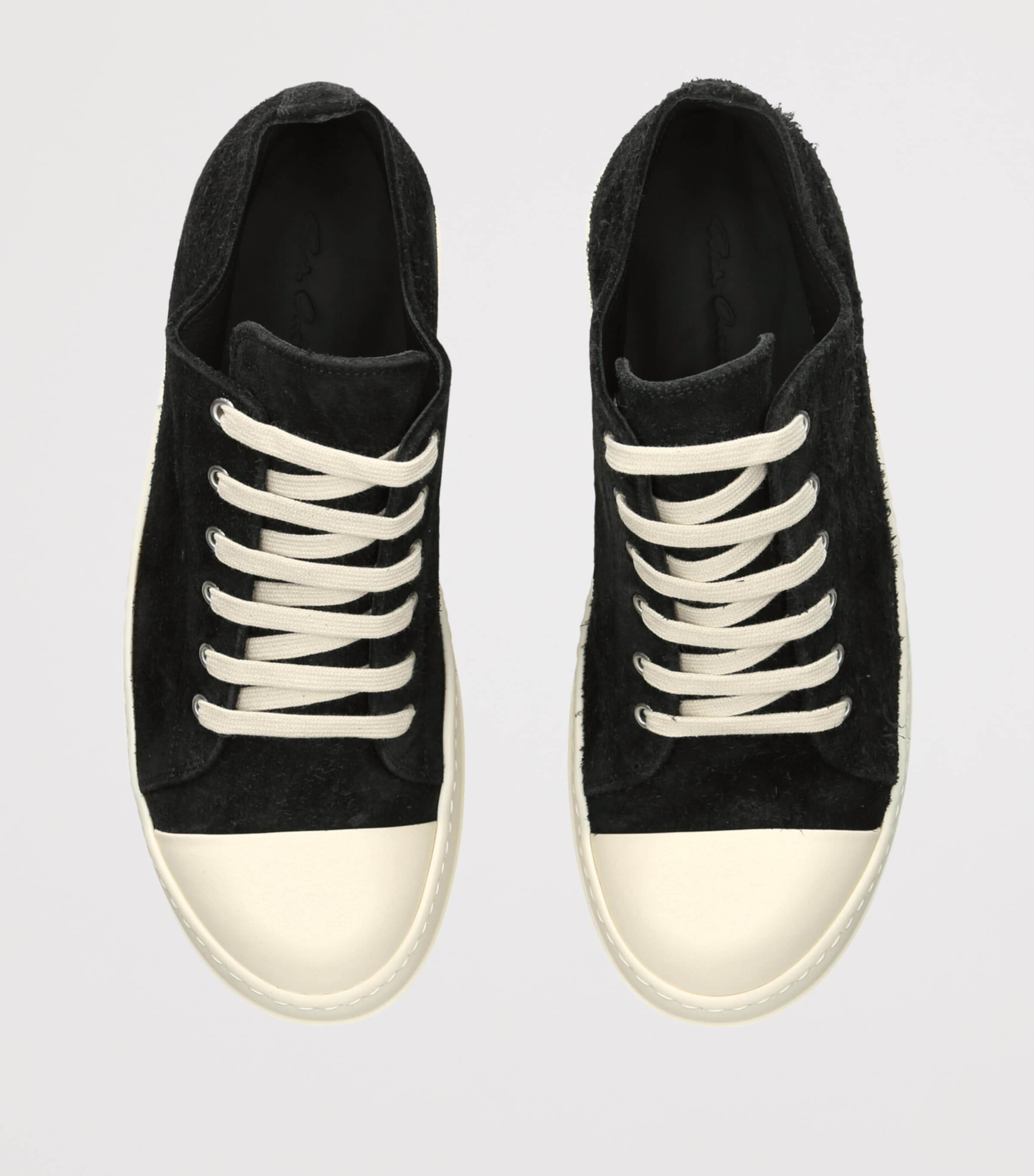 Rick Owens Suede Classic Low-Top Sneakers Black Image 3