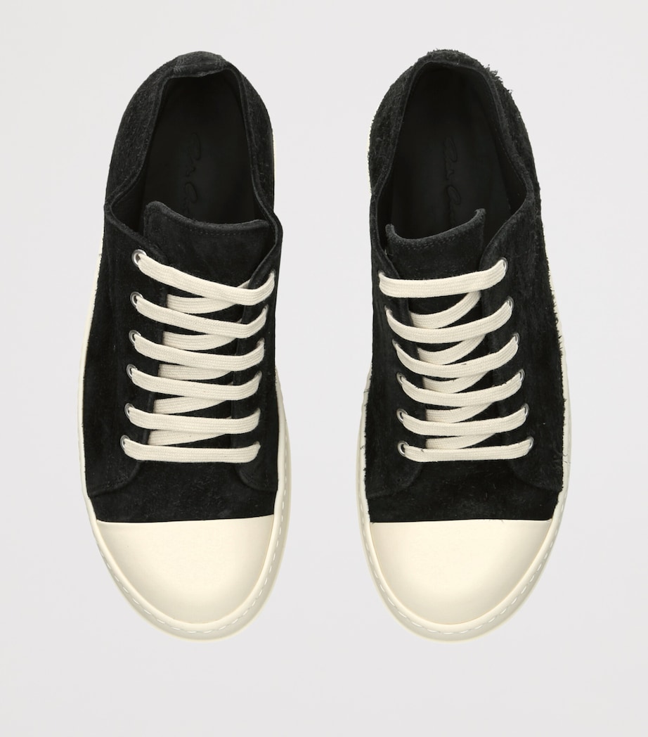 Rick Owens Suede Classic Low-Top Sneakers Black Image 3