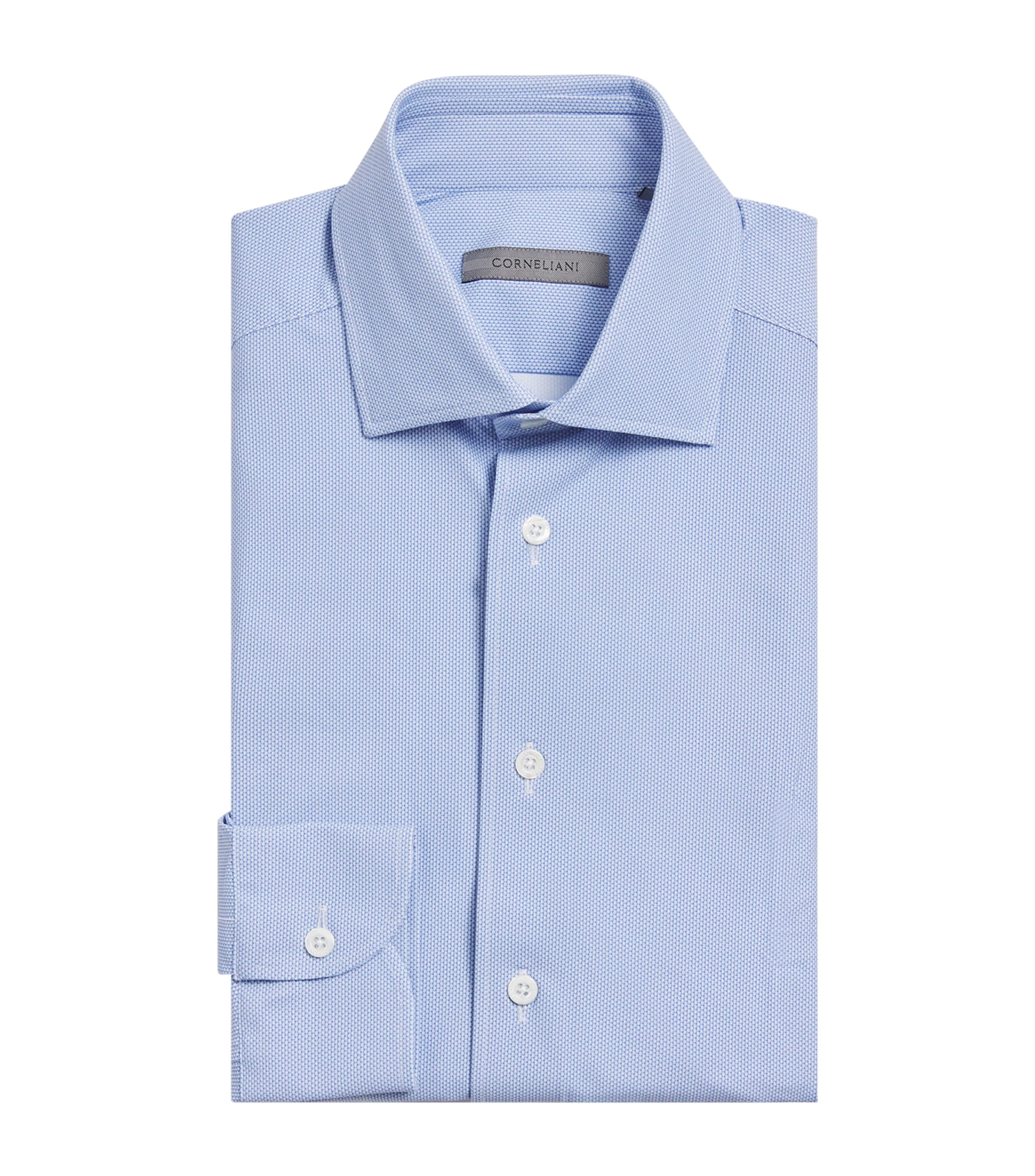 Corneliani Mens Cotton Formal Shirt Dark Blue Image 1