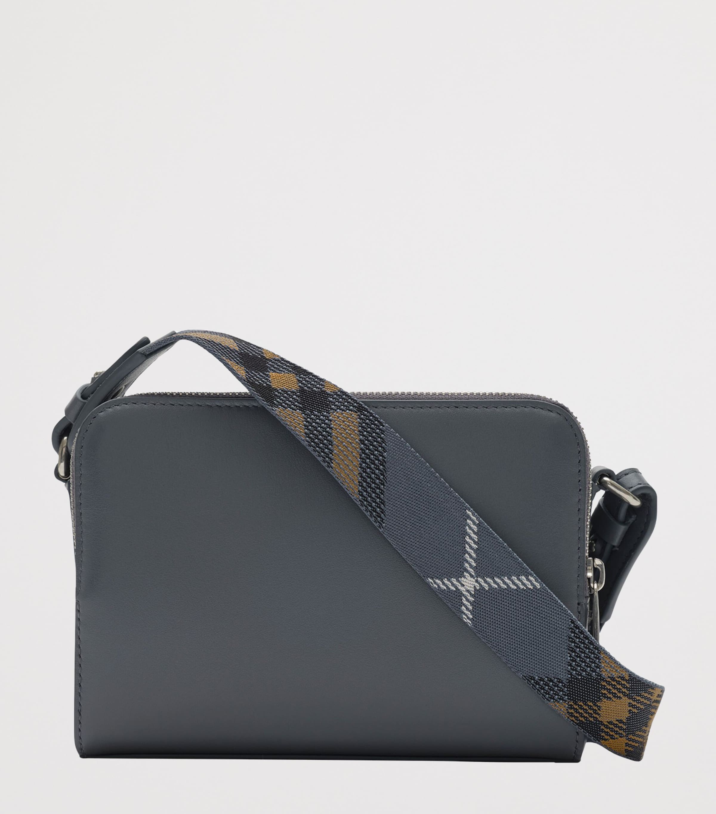 Burberry Leather Check Pop Cross-Body Bag Wave Blue Image 4