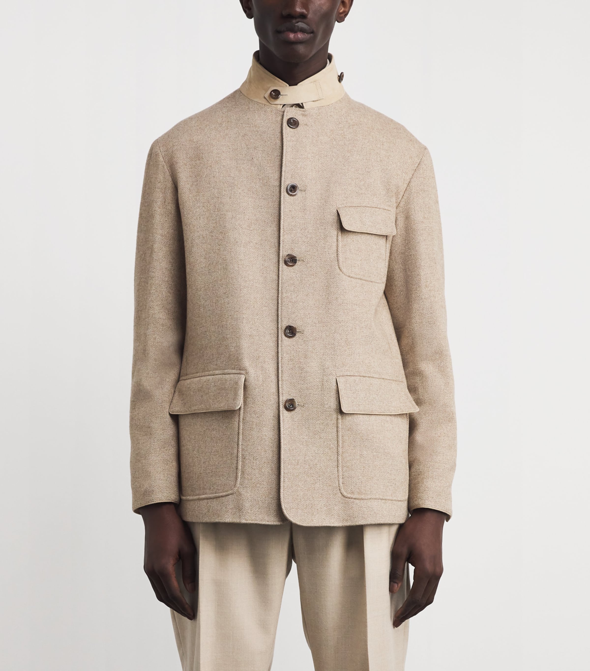 Wool-Silk Tailored Stables Jacket BROWN MU Image 3