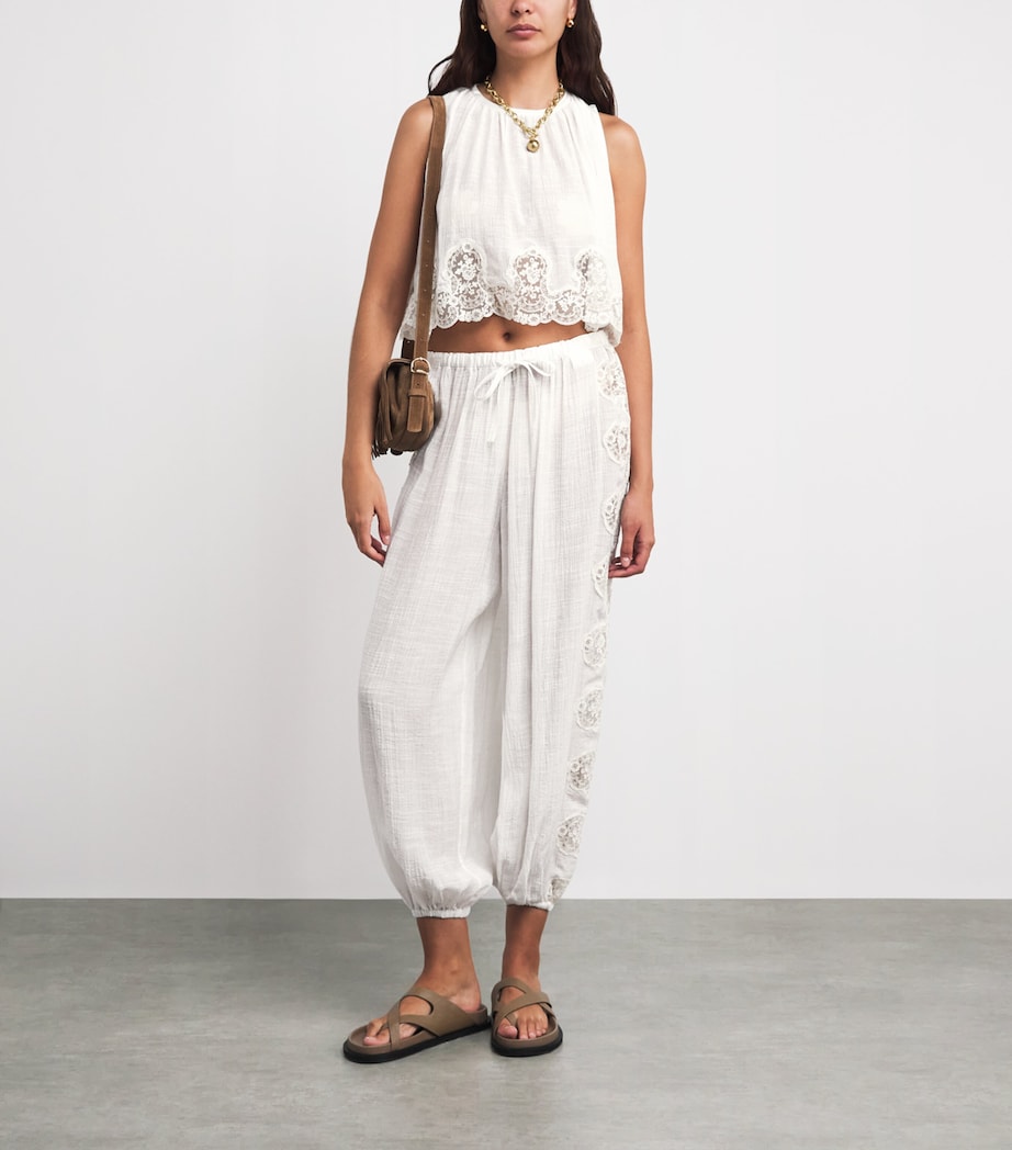 Sandro Paris Womens Broderie Anglaise Crop Top White Image 2