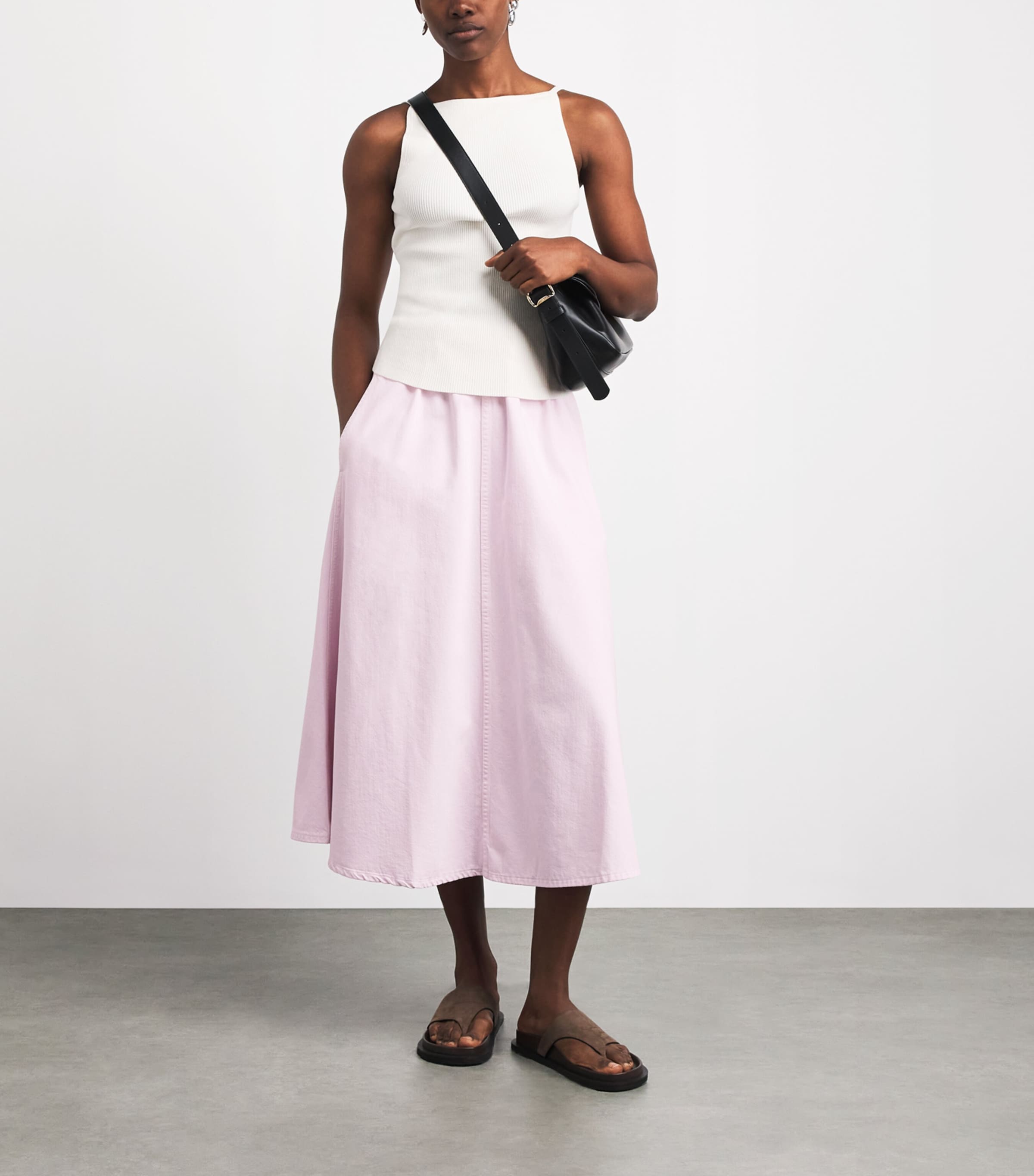 AGOLDE Womens x Maria McManus Midi Skirt Stne Wsh Powder Pnk Image 2