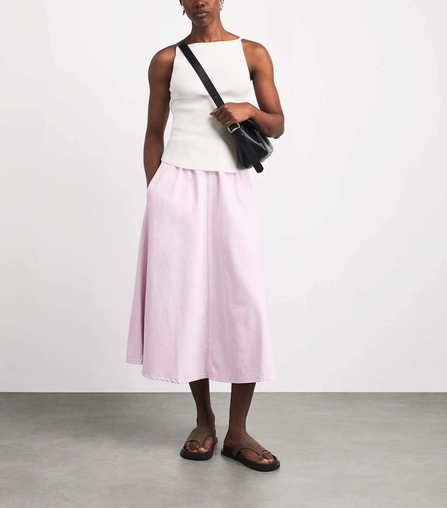 AGOLDE Womens x Maria McManus Midi Skirt Stne Wsh Powder Pnk Image 2