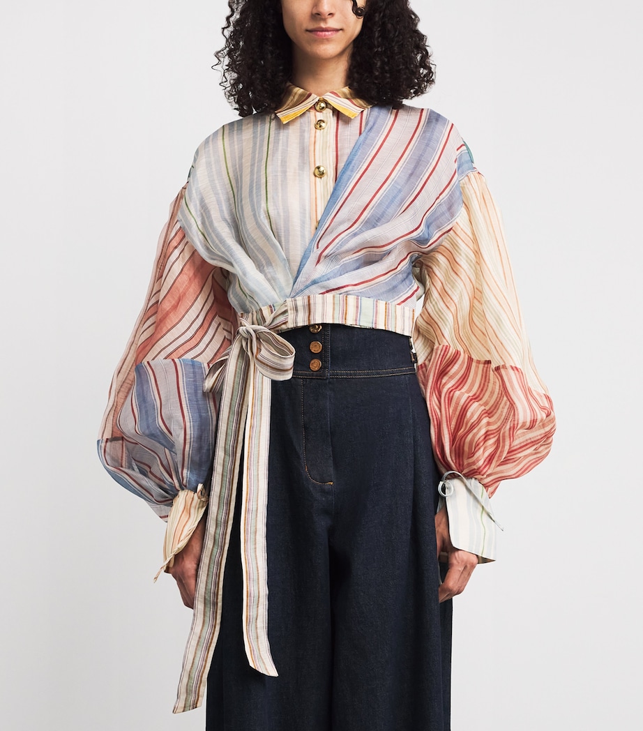 Linen-Silk Rebellion Blouse SPSTR SPLICD STRIPES Image 3