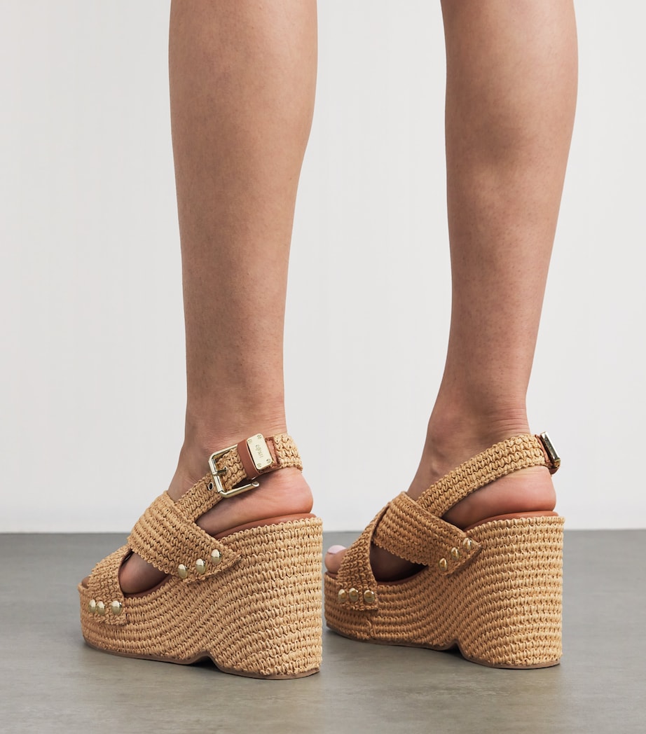 Maje Raffia-Effect Wedge Sandals 110 Beige Light Image 2