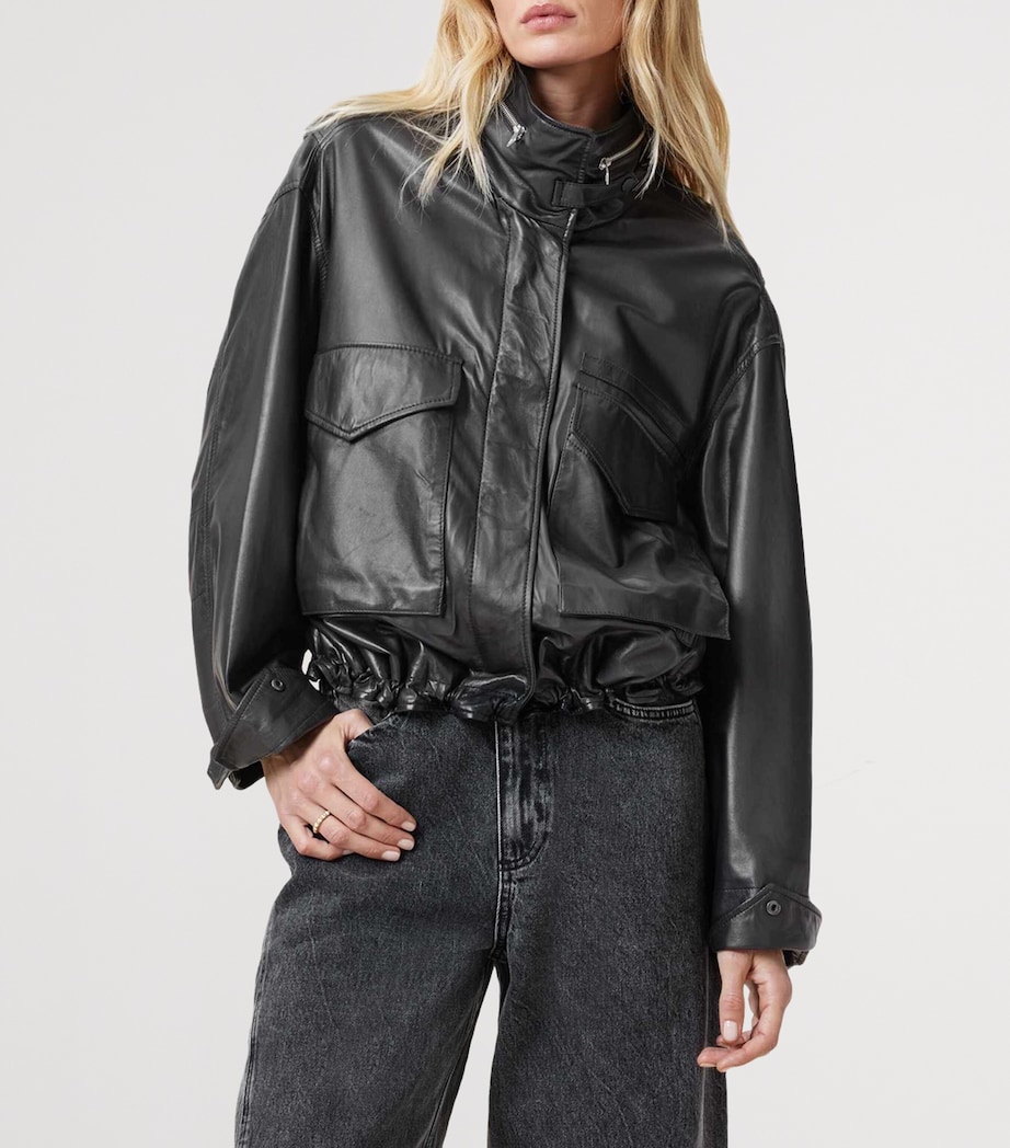 AllSaints Womens Clay Leather Jacket Black Image 3