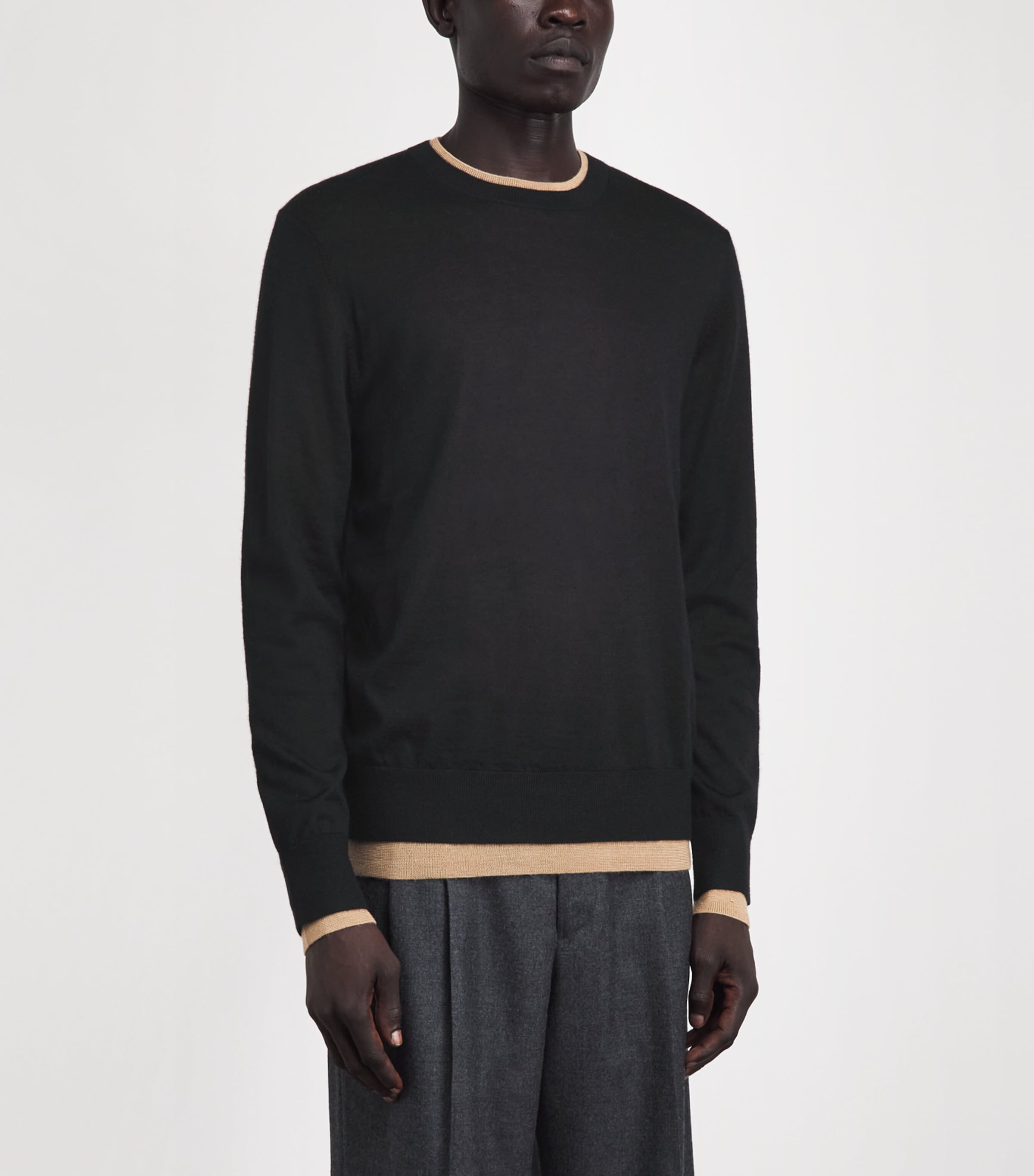 Gabriela Hearst Mens Cashmere-Silk Reversible Wells Sweater Black/camel Image 4