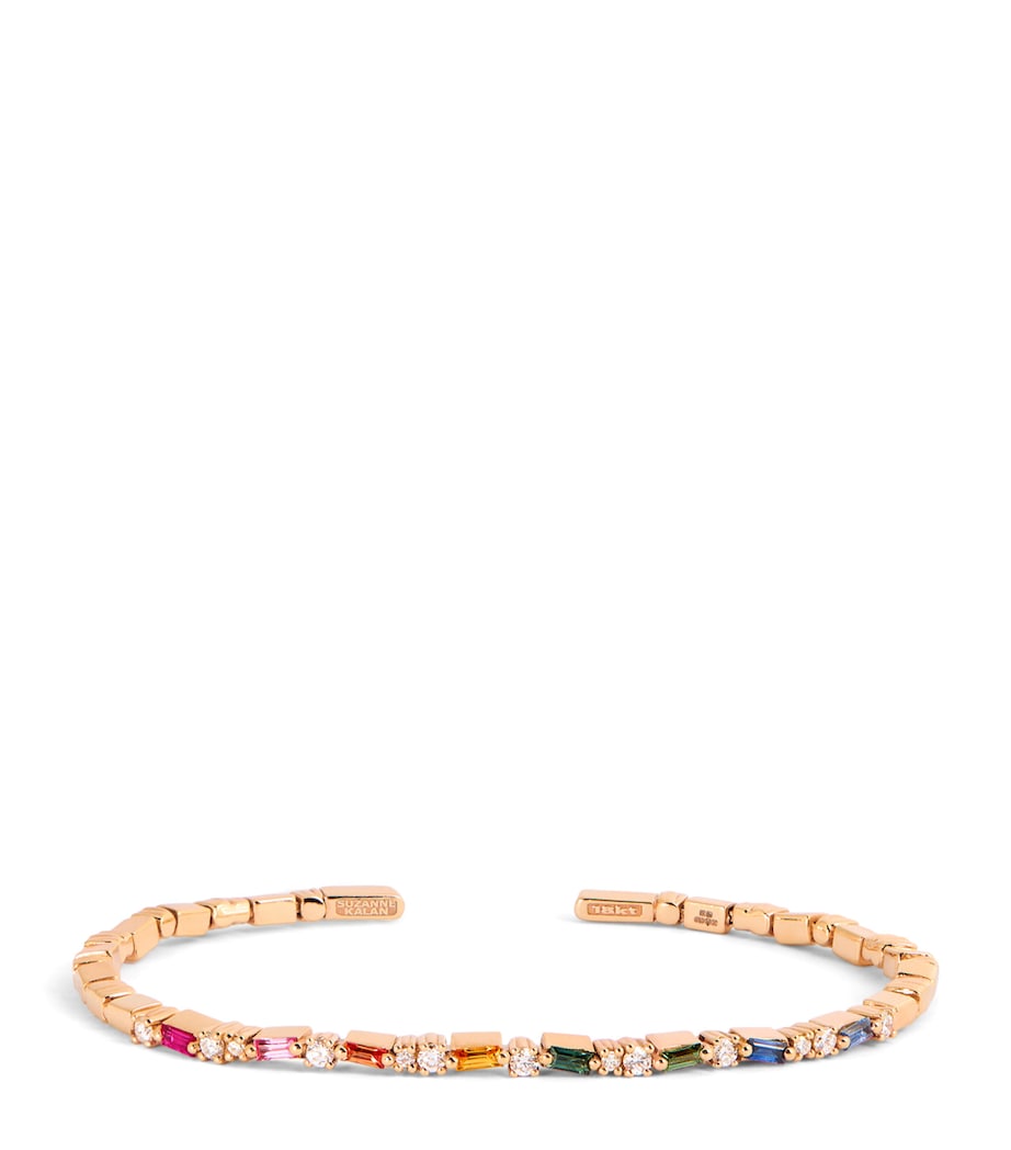 Suzanne Kalan Yellow Gold, Diamond and Rainbow Sapphire Thin Mix Bangle Rg/rs Image 1