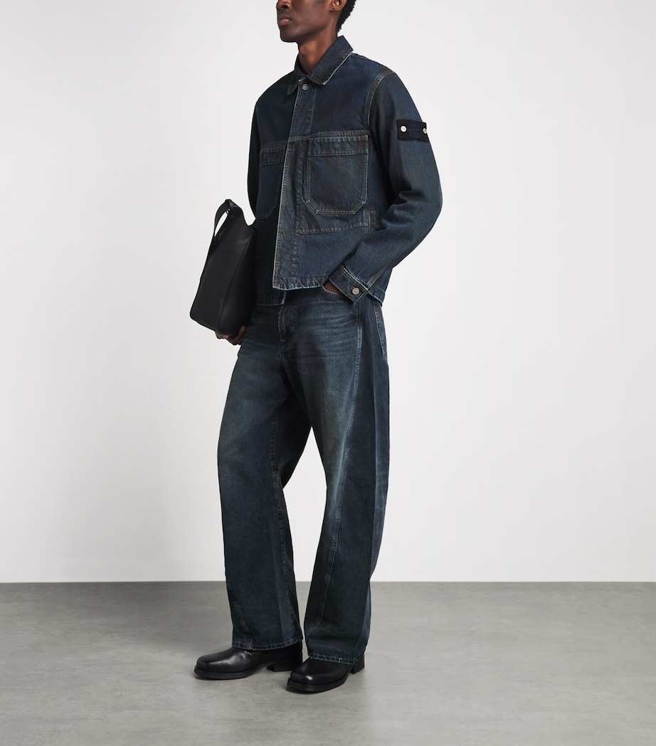 Stone Island Mens Denim Biker Jacket Image 2