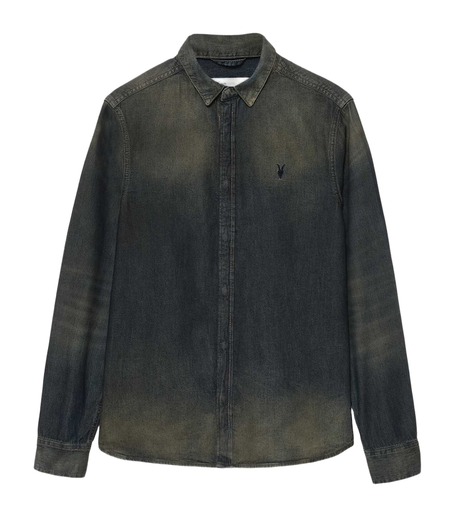 AllSaints Mens Gleason Denim Shirt Tinted Dark Indigo Image 1