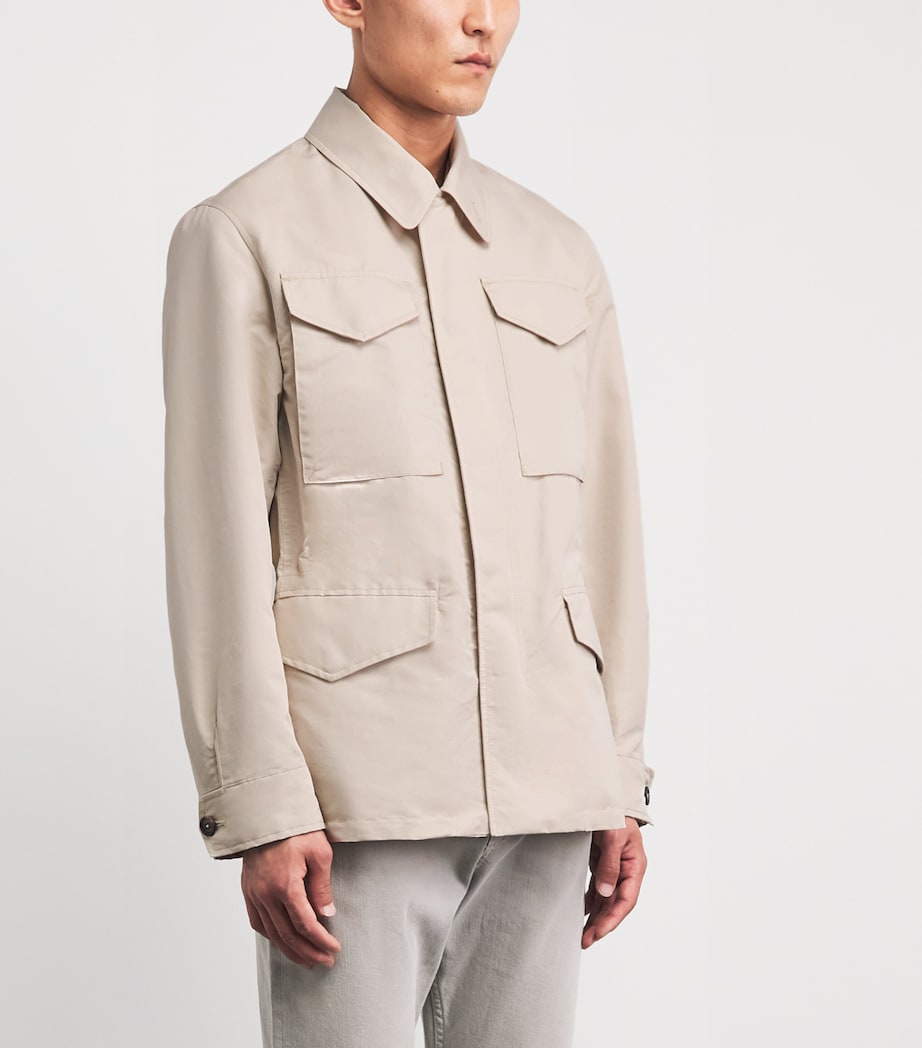 Eleventy Mens Cotton-Silk Safari Jacket Sabbia Image 4