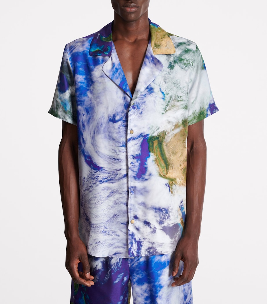 Balmain Mens Silk Earth Print Shirt Aaa Multicolore Image 4