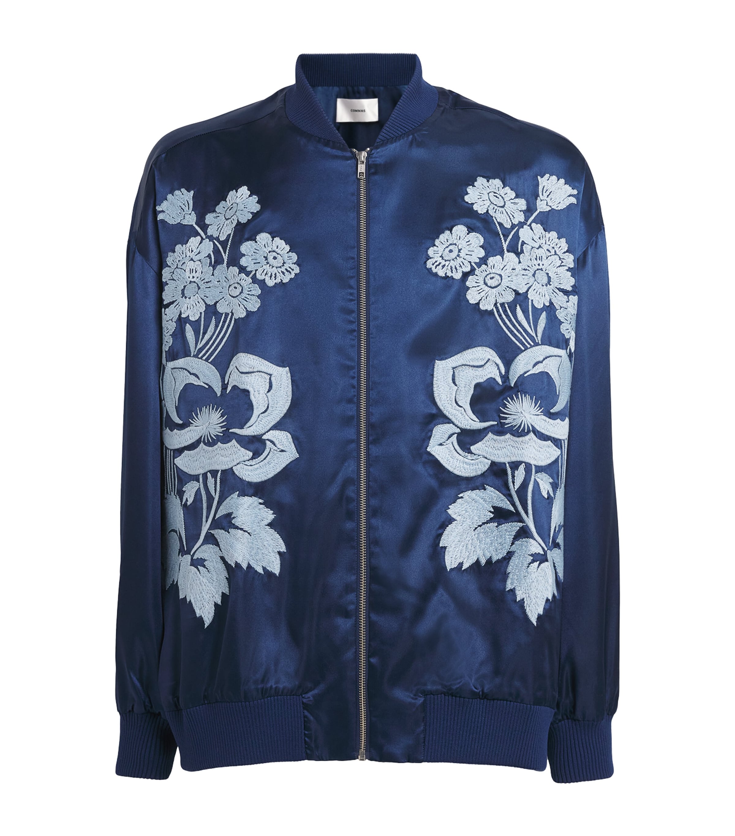 Floral Embroidered Bomber Jacket BLUE Image 1