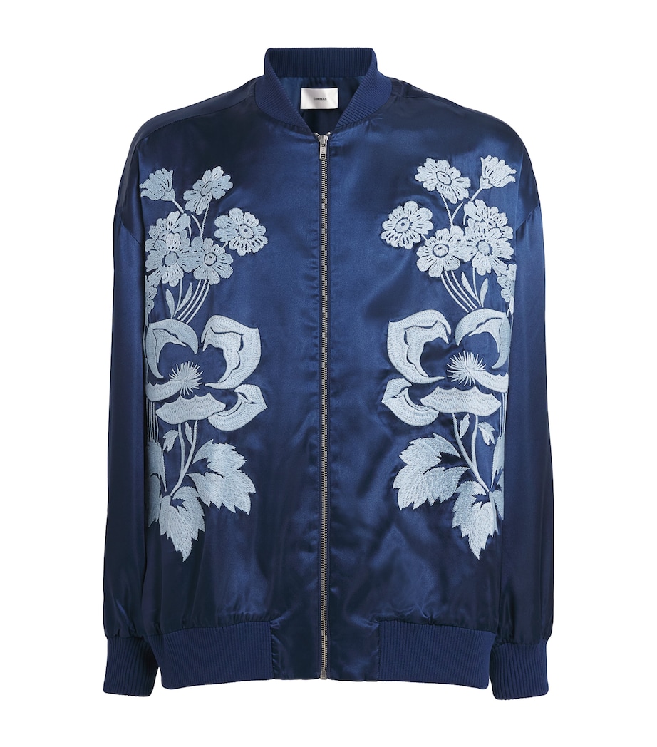 Floral Embroidered Bomber Jacket BLUE Image 1
